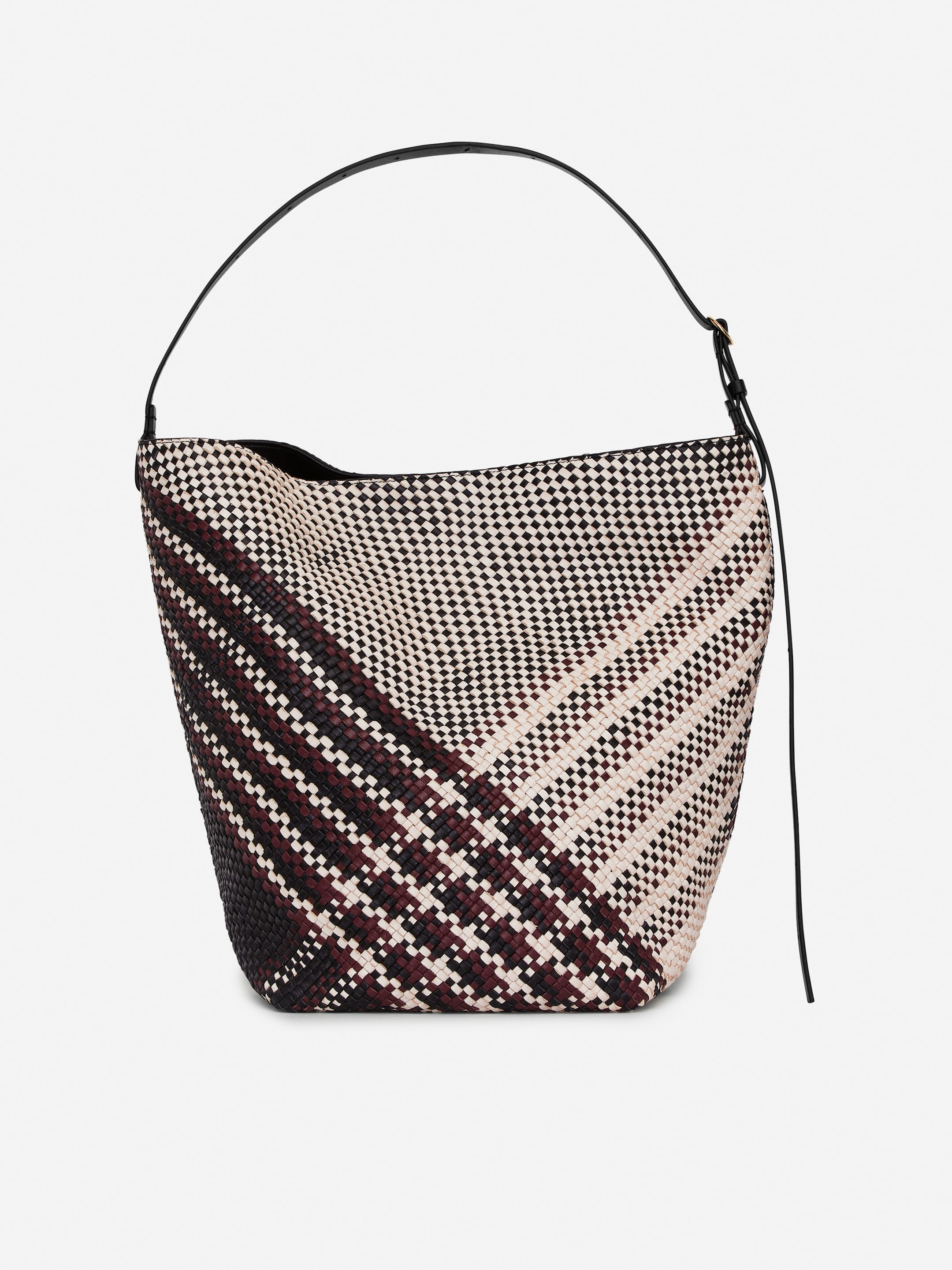 Woven Leather Tote Bag - White/Black/Dark Red - Women - StillMedia/DescriptiveStillLife - 2