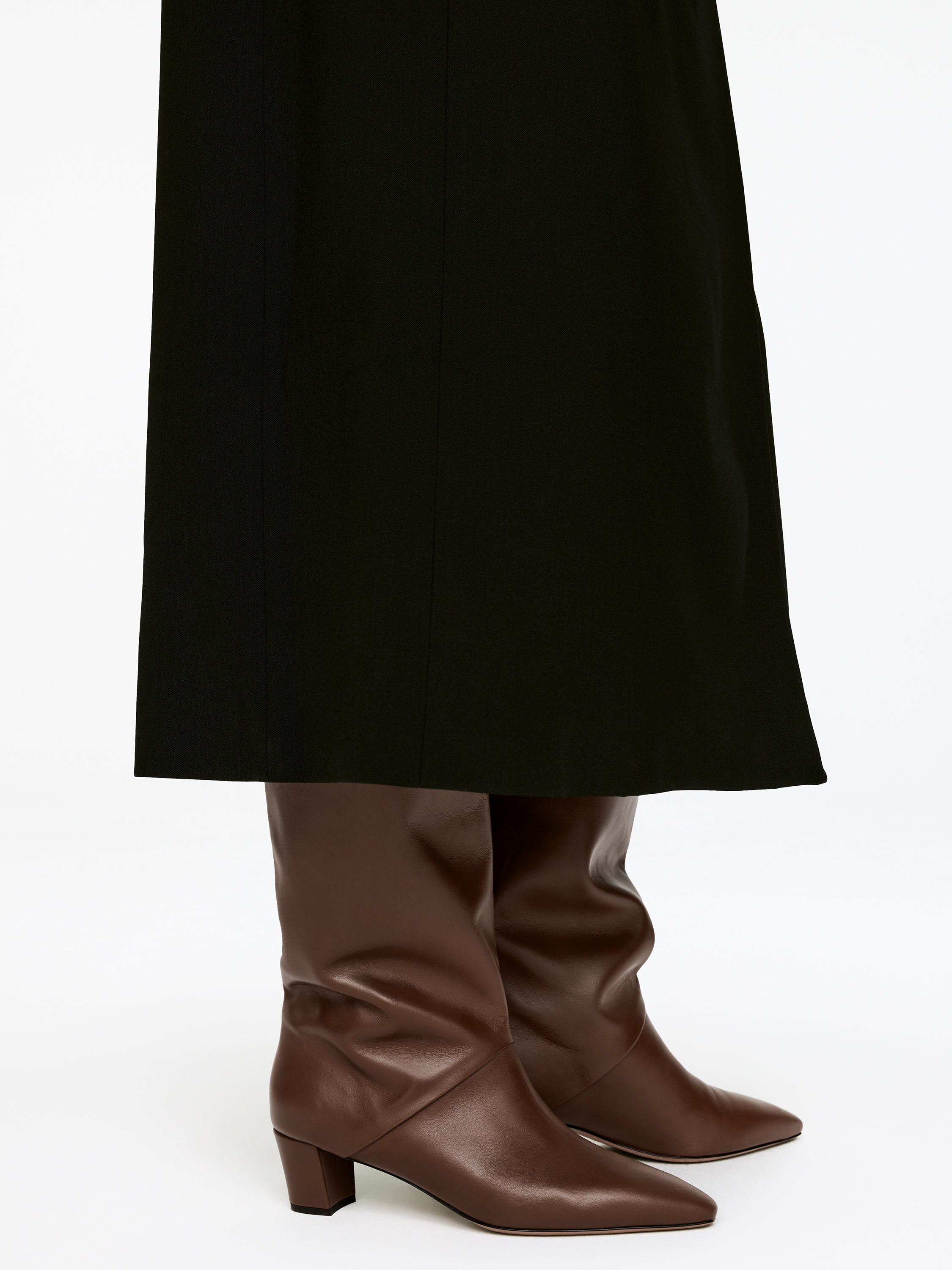 Mid-Calf Leather Boots-#53443C-17550