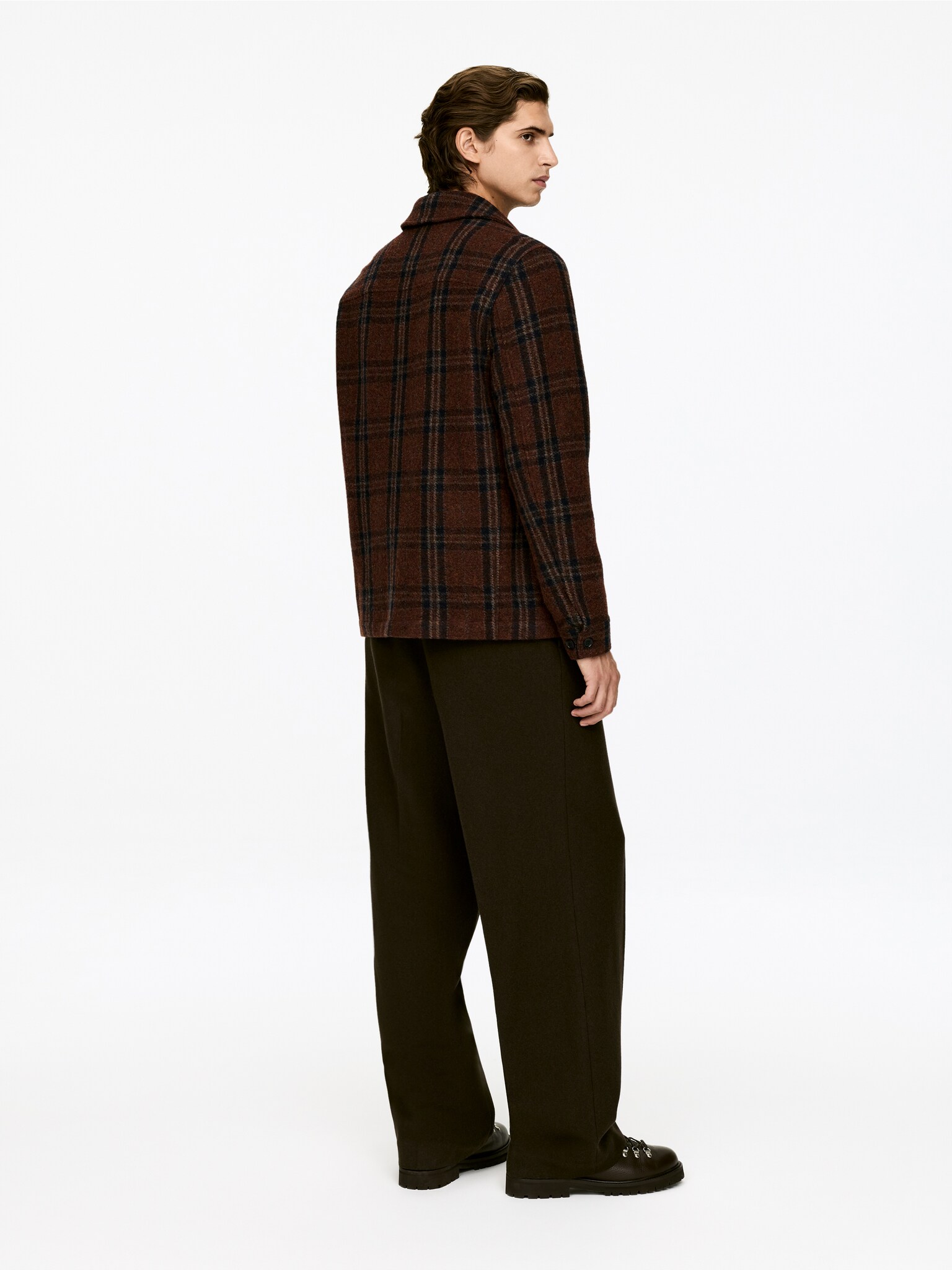Wool-Blend Overshirt - Marron/Bleu/Beige - 5
