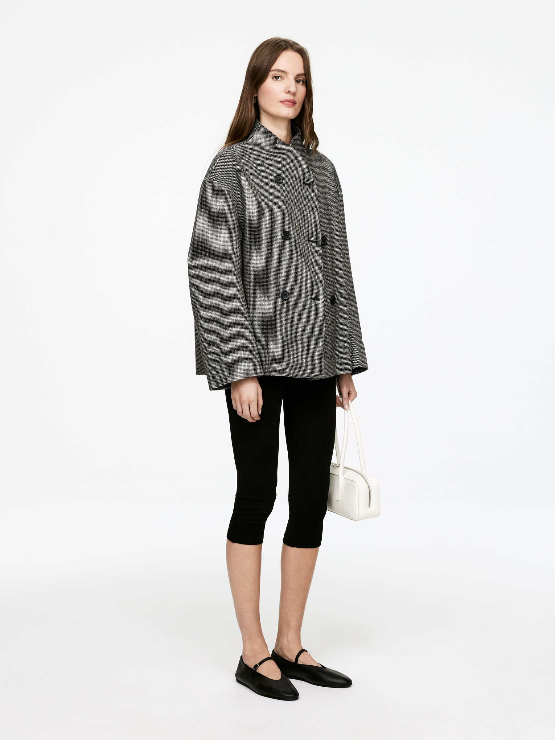 Shawl-Collar Wool Jacket - Grey - Oversized - Women - StillMedia/Lookbook - 17