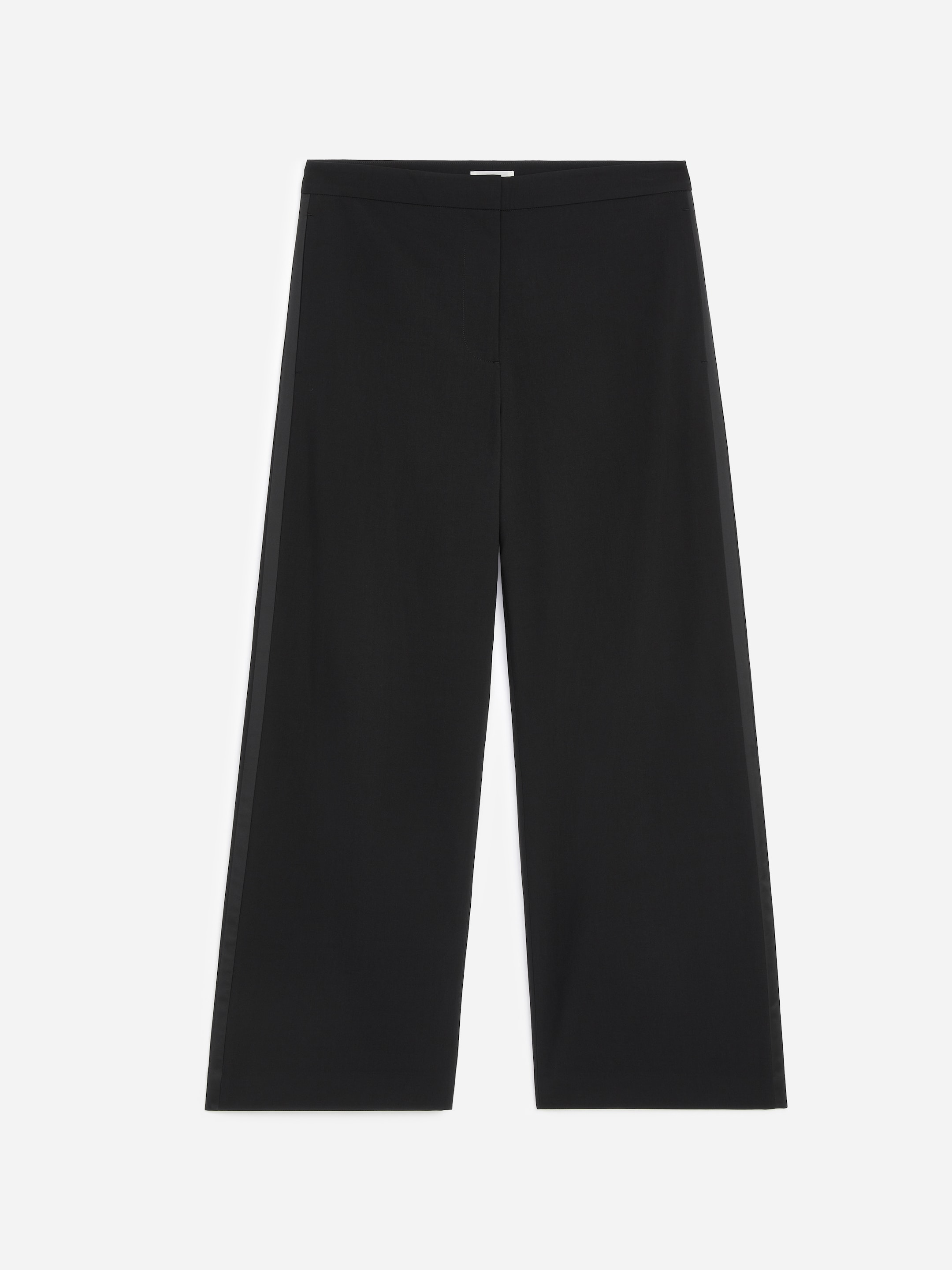 Skräddade byxor med satinränder-Black-21076
