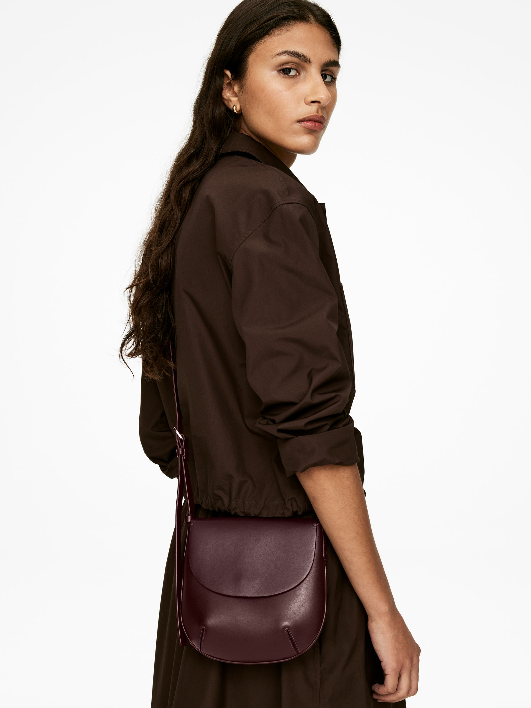Sac en cuir à bandoulière - Rouge foncé - Femme - StillMedia/Lookbook - 6
