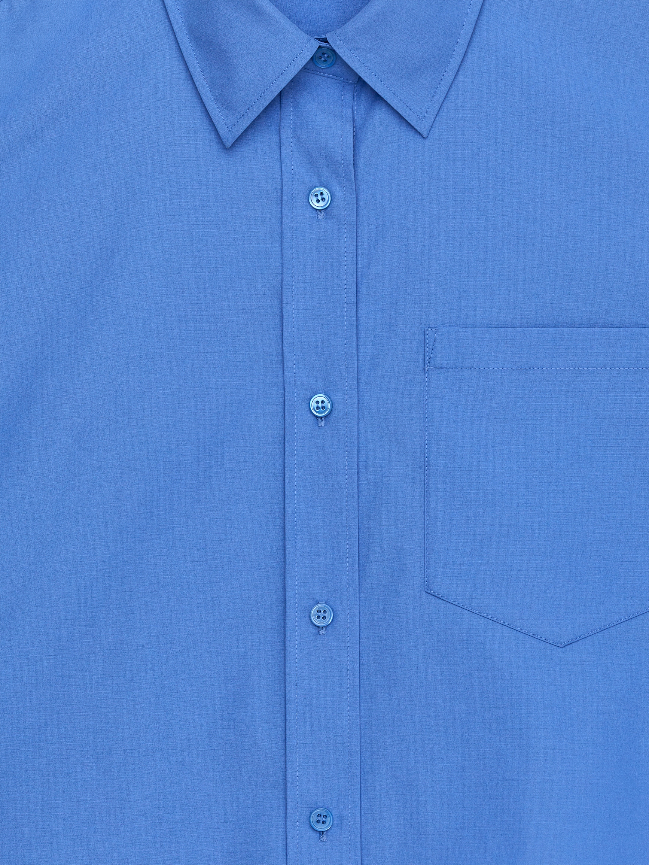 Cropped Cotton Shirt - Blue - Regular fit - Women - StillMedia/DescriptiveDetail - 2