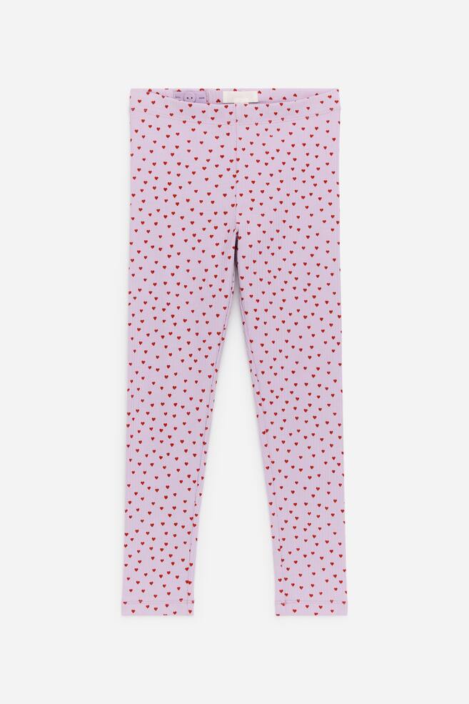 Gerippte Leggings - Flieder/Rot/Lila/Rosa/Rot/Hellblau/Pferde/Rosa/Orange - 1