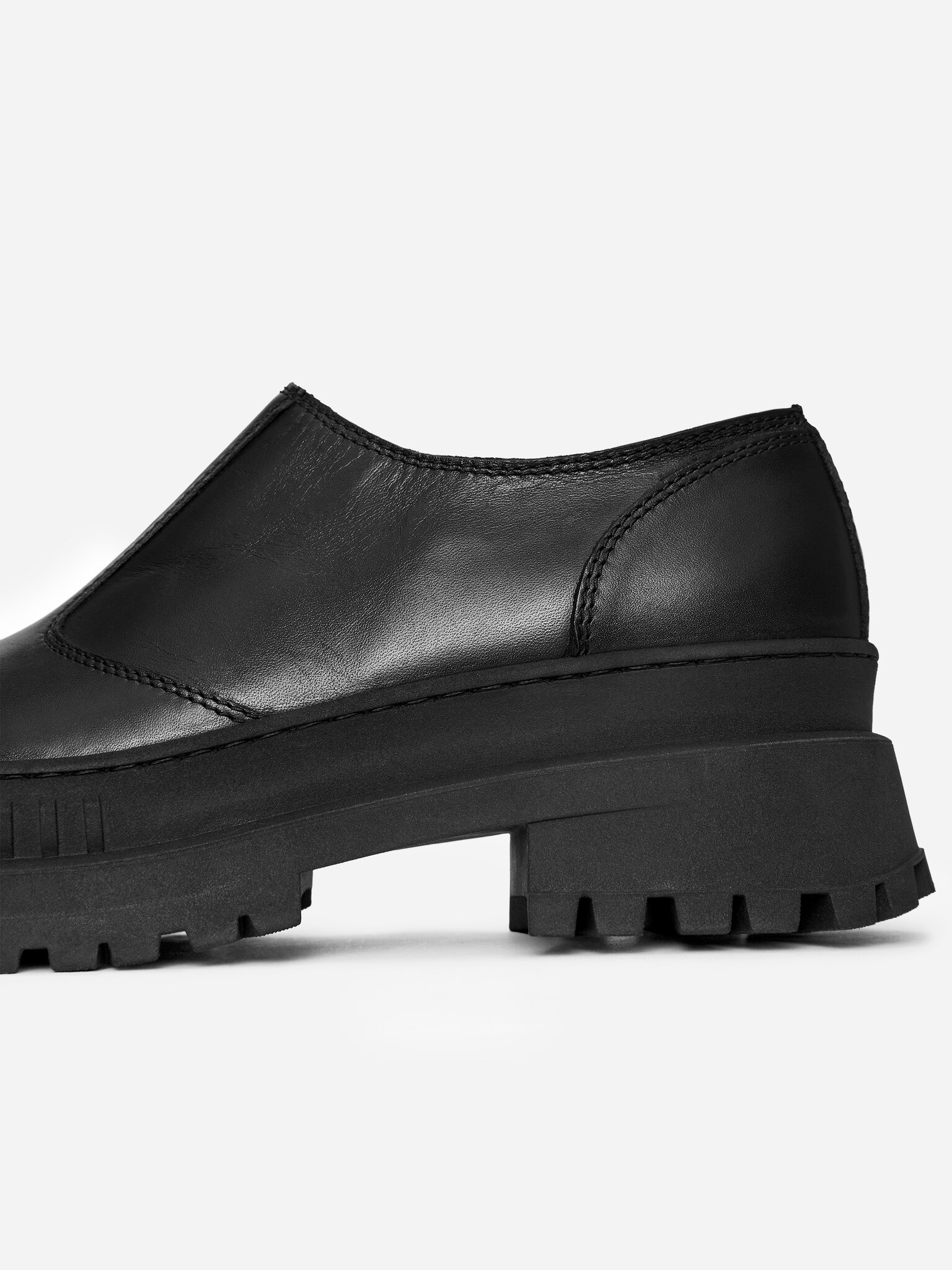 Bottes en cuir à semelle épaisse - Noir - 9
