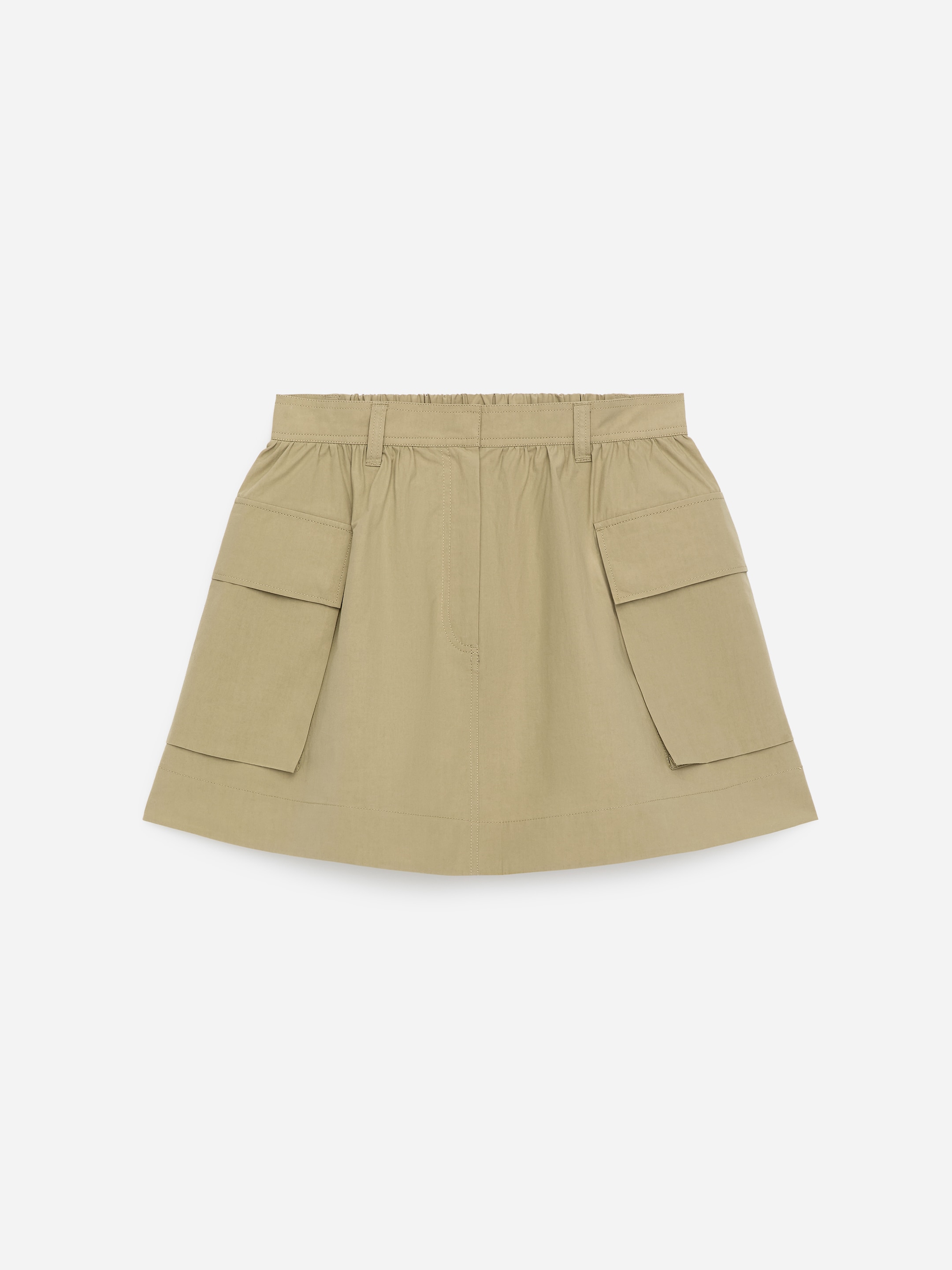 Cotton Utility Skirt-#9A947A-19098