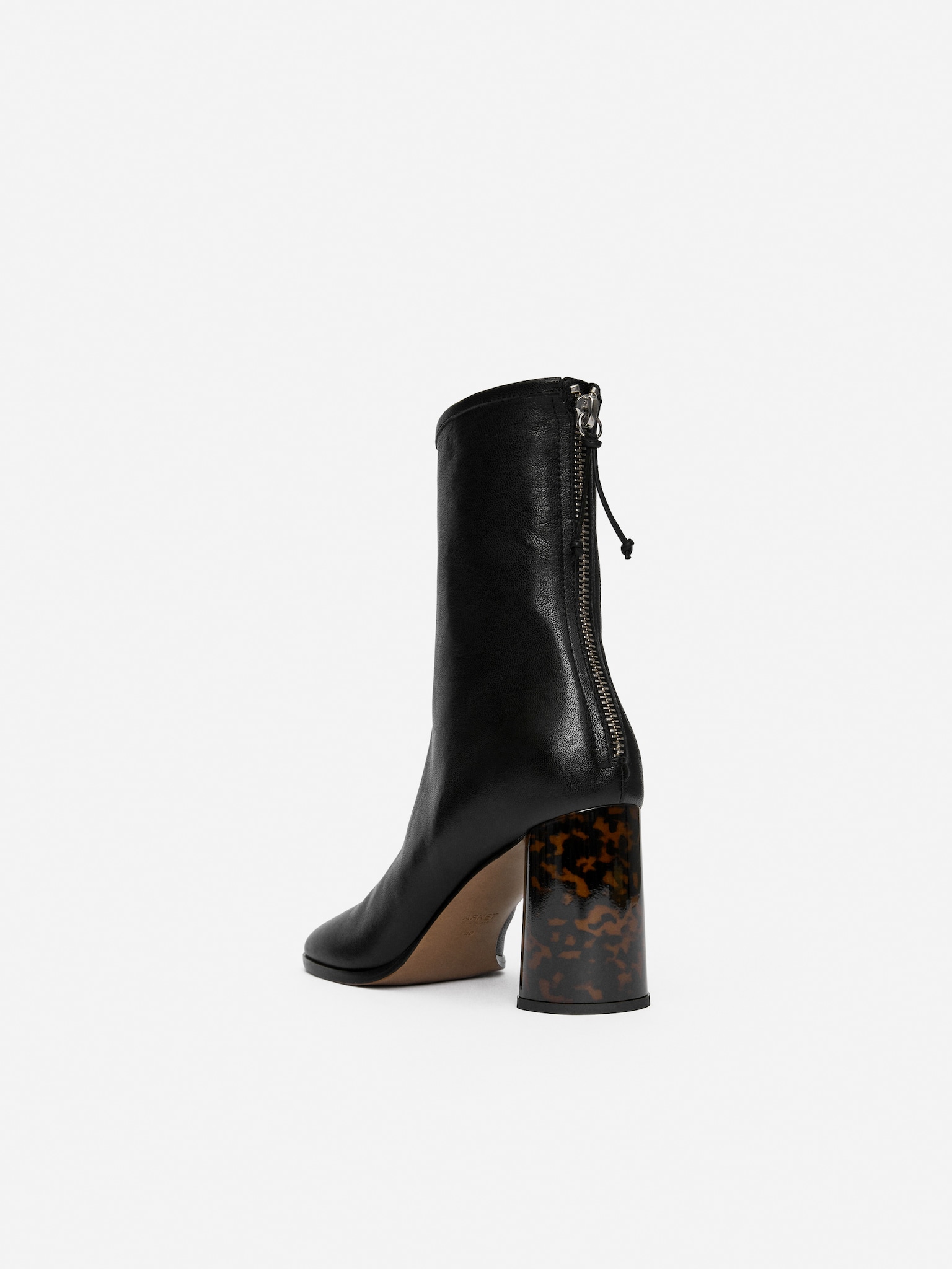 Tortoise-Heel Sock Boots - Black - 6