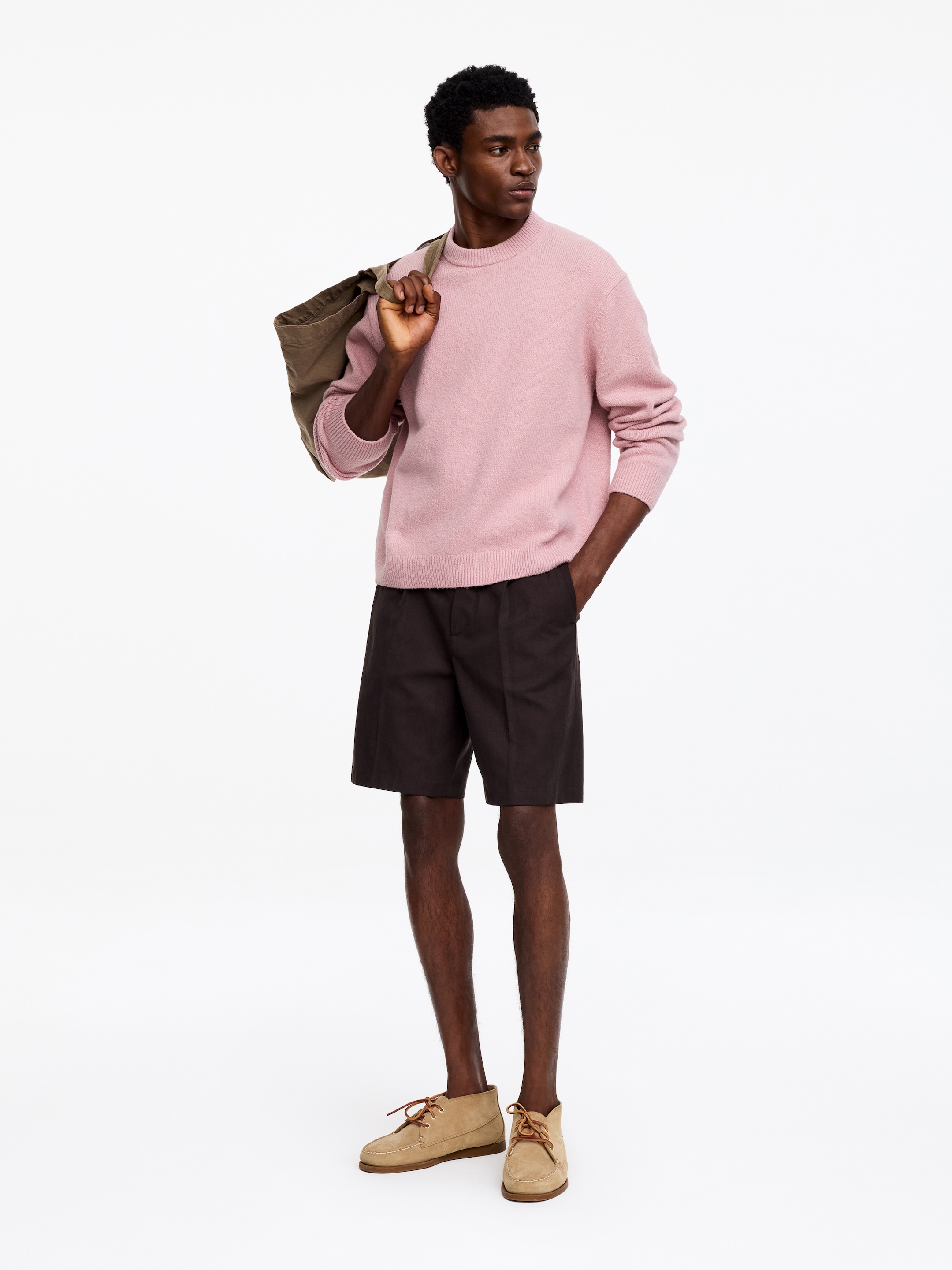 Knitted Crewneck Jumper - Dusty Pink - Loose fit - Men - StillMedia/Lookbook - 4