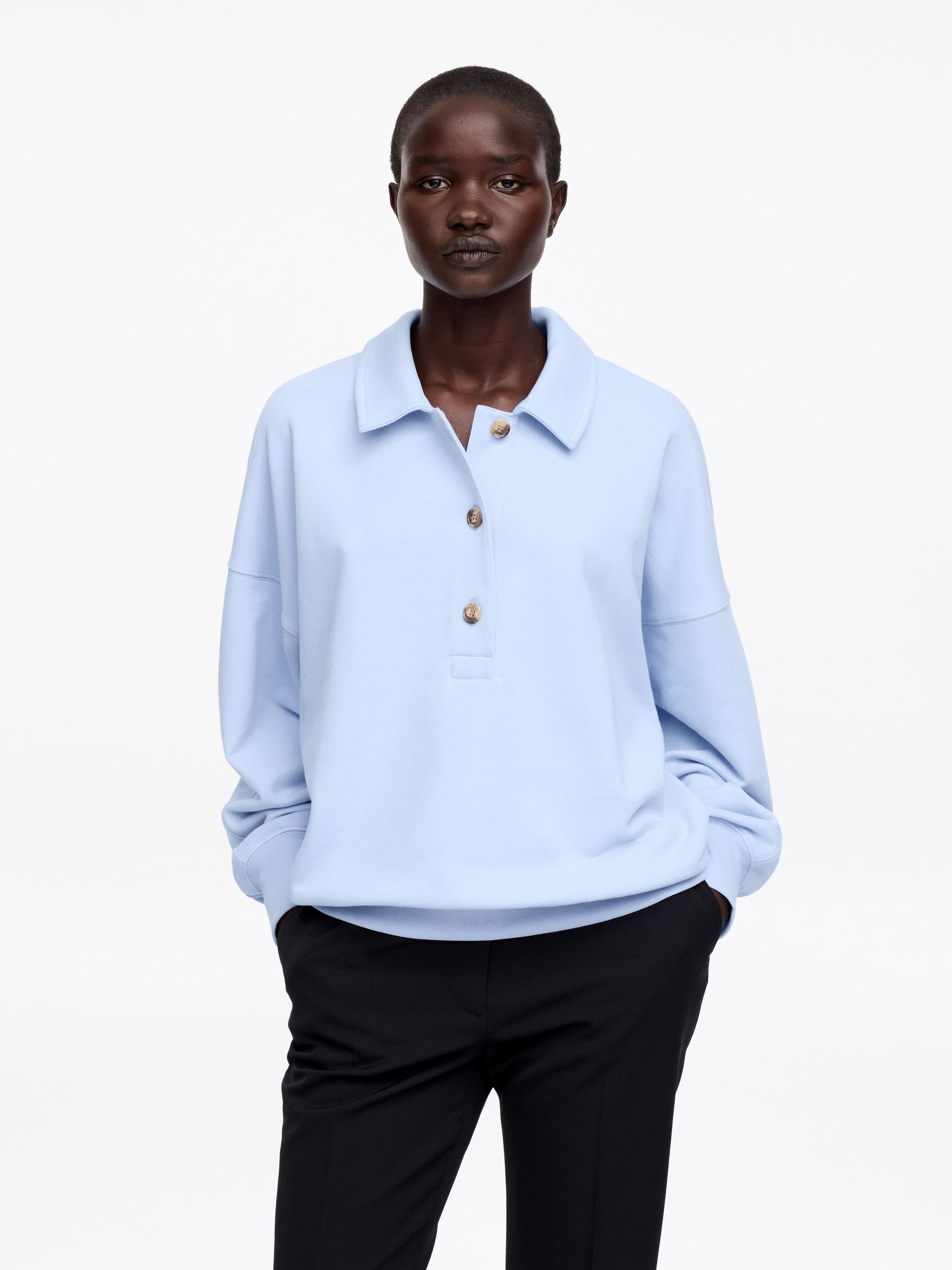 French Terry Polo Sweatshirt-#ADBED3-18245