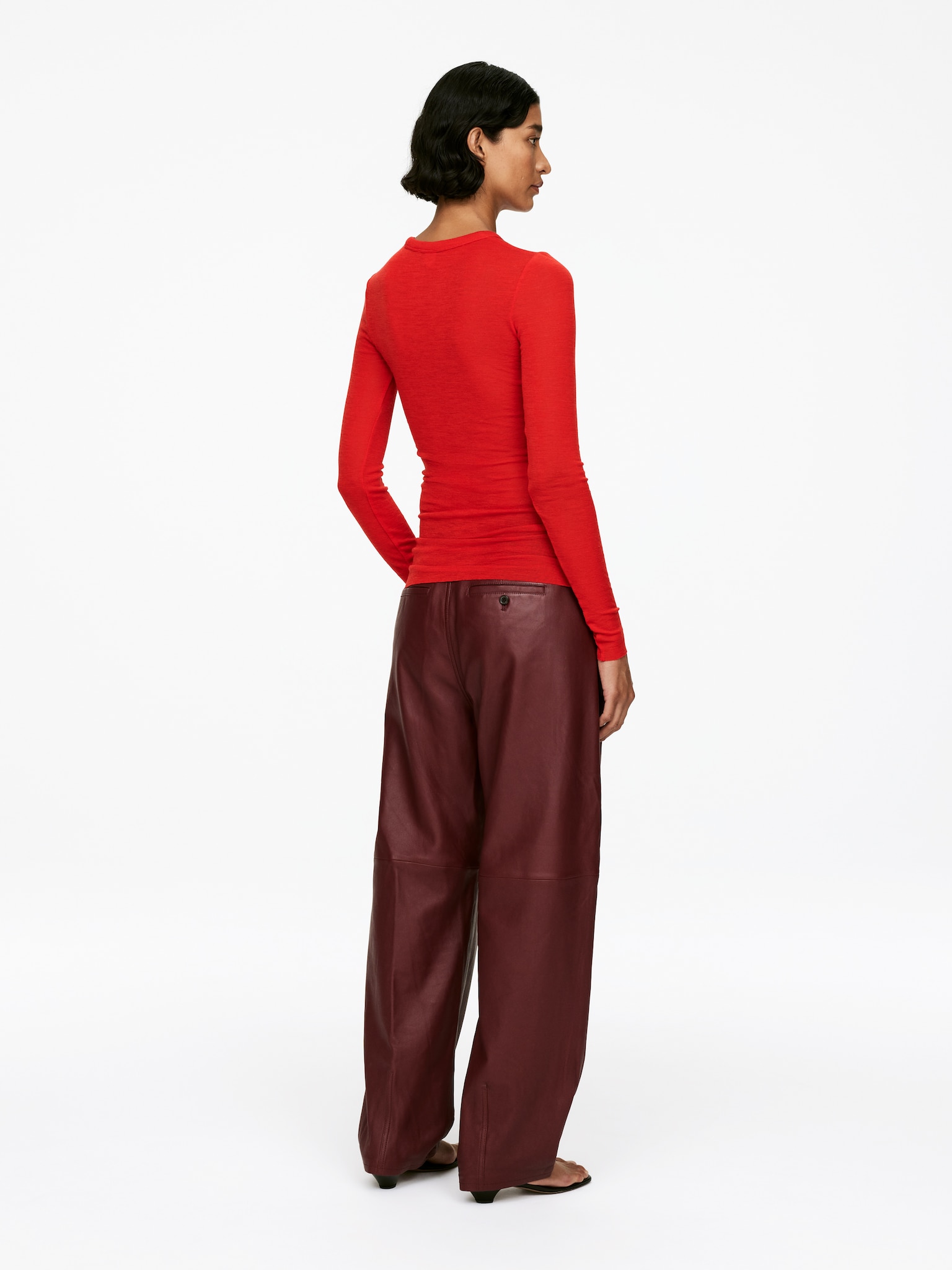 Long-Sleeved Merino Top - Red/Black/Dark Grey Melange/Dark Brown/Dark Mustard - 6