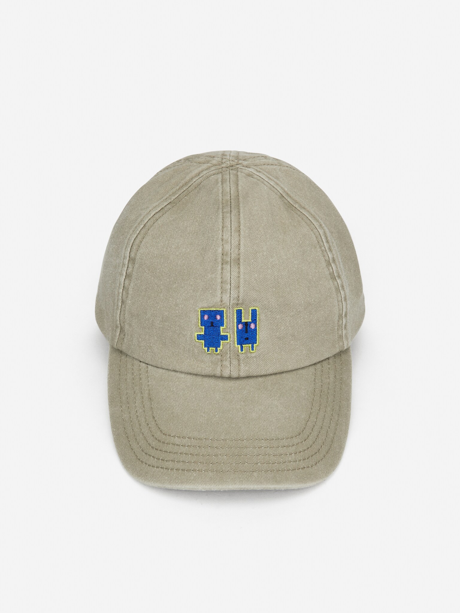 Embroidered Cap - Beige/Monsters/Green - 3