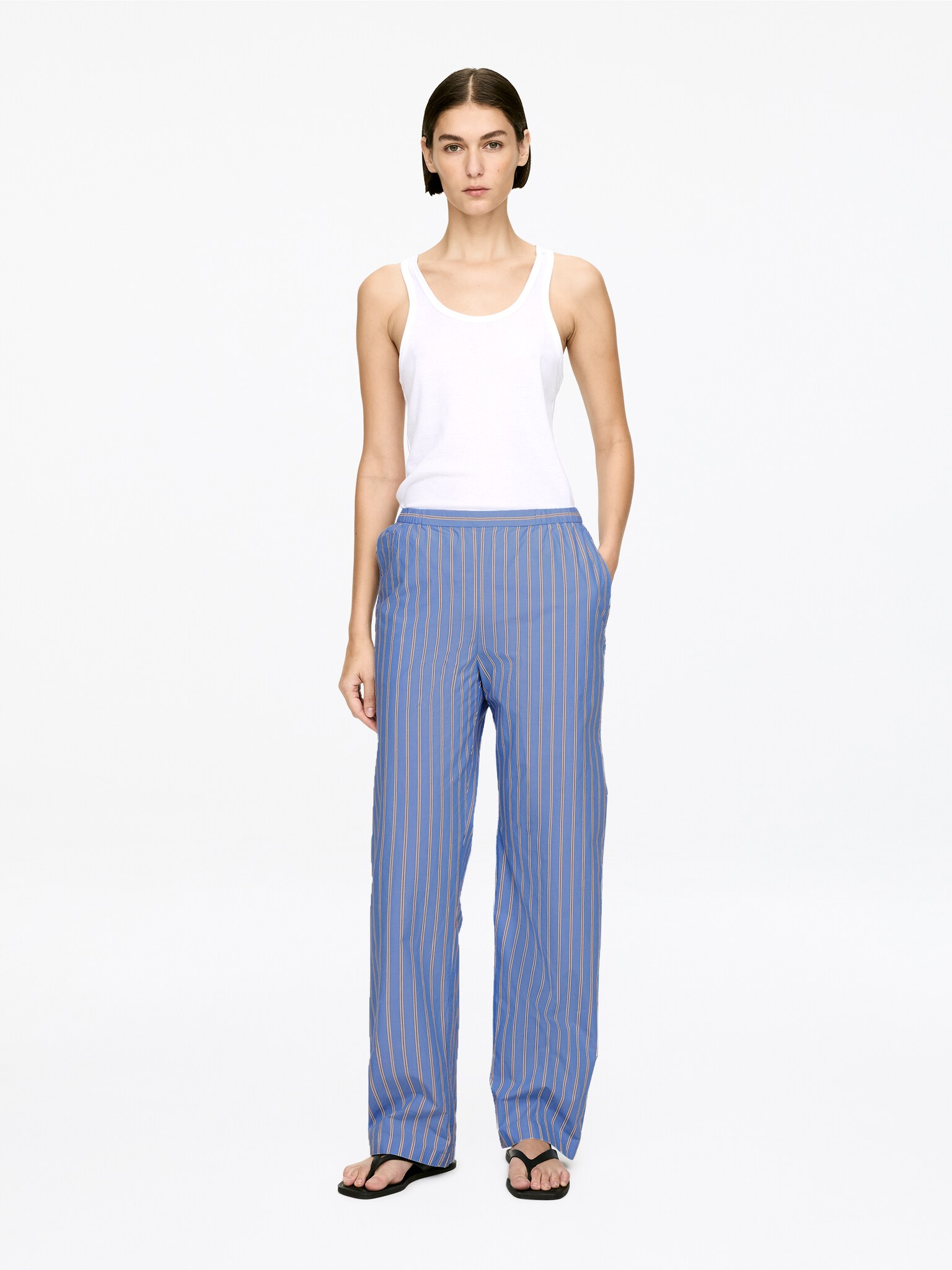 Pantaloni del pigiama in cotone - Blu/Righe