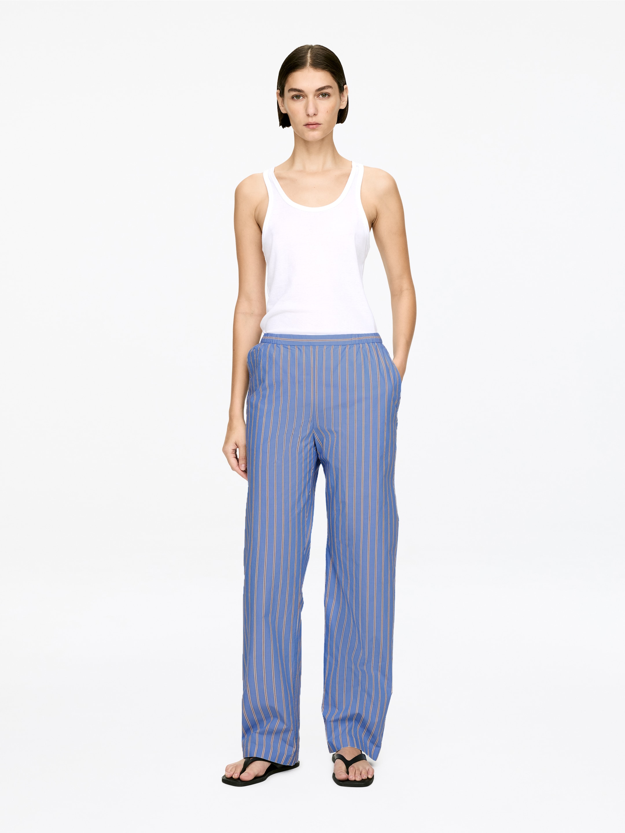 Agrandir l'image: Pantalon de pyjama en coton - Bleu/Rayé - FEMME | H&M BE 1
