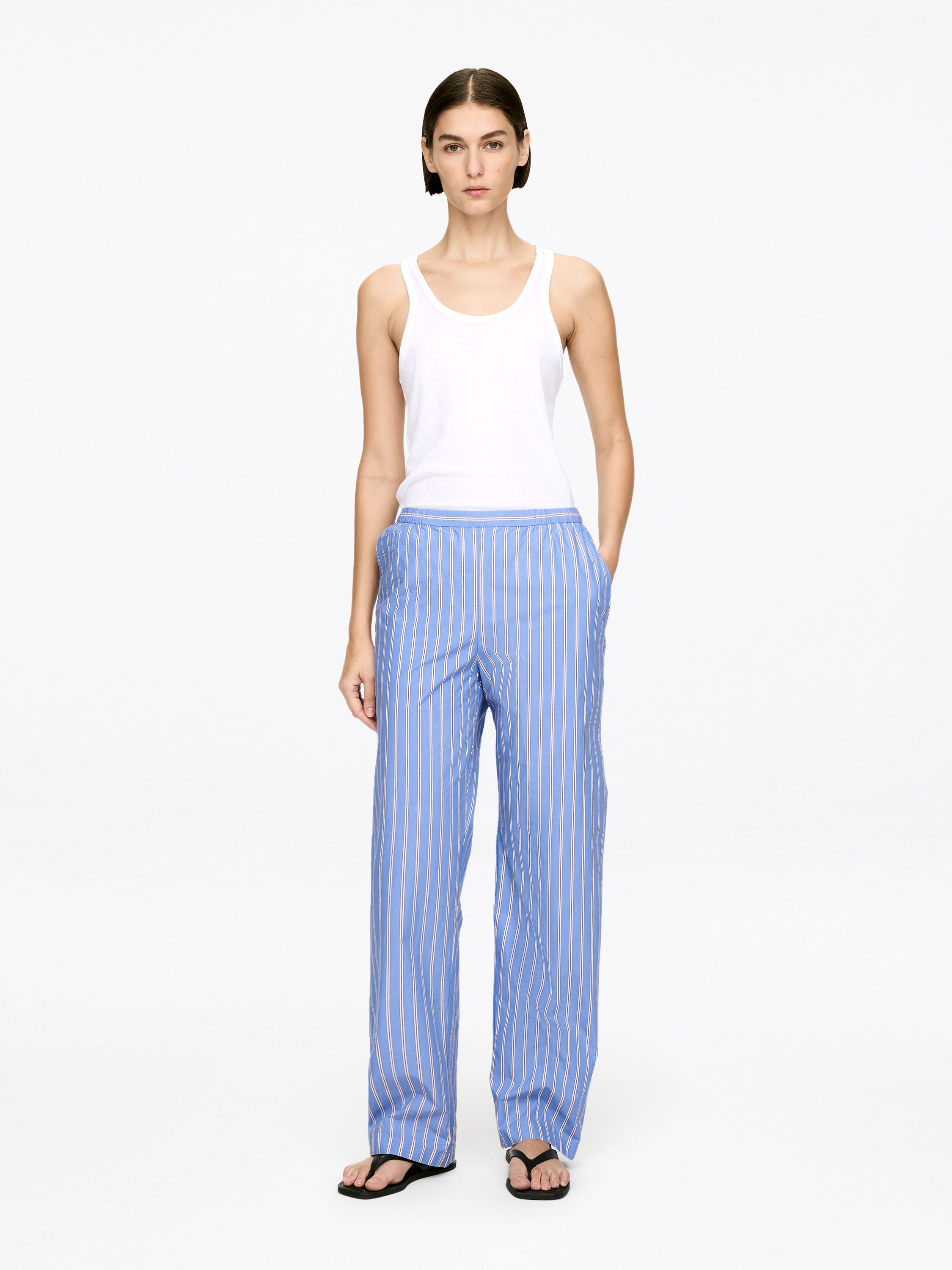 Cotton Pyjama Trousers-#6E85BB-17078