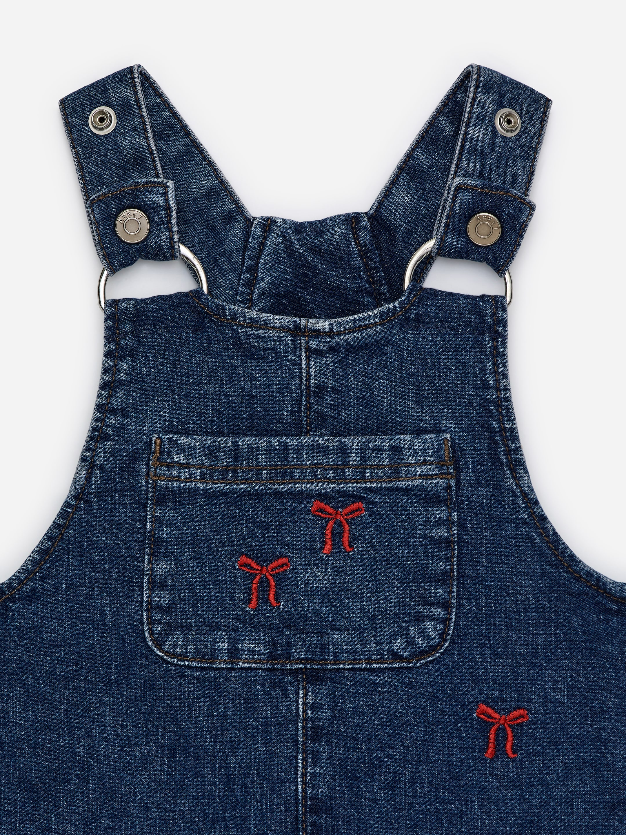 Salopette in denim con ricami - Blu scuro/Fiocchi - Children - StillMedia/DescriptiveStillLife - 1