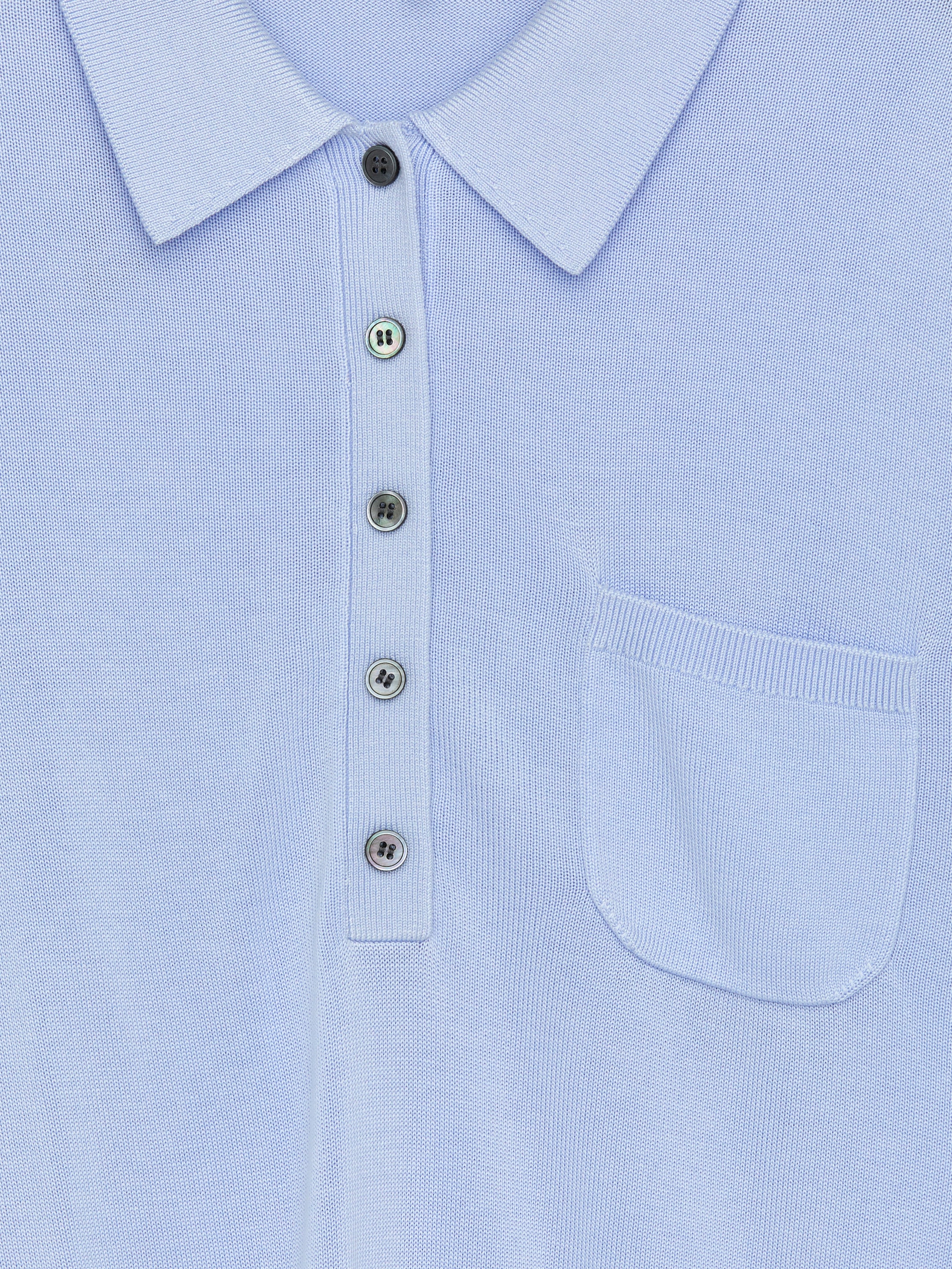 Knitted Polo Shirt - Light Blue - Regular fit - Women - StillMedia/DescriptiveDetail - 1