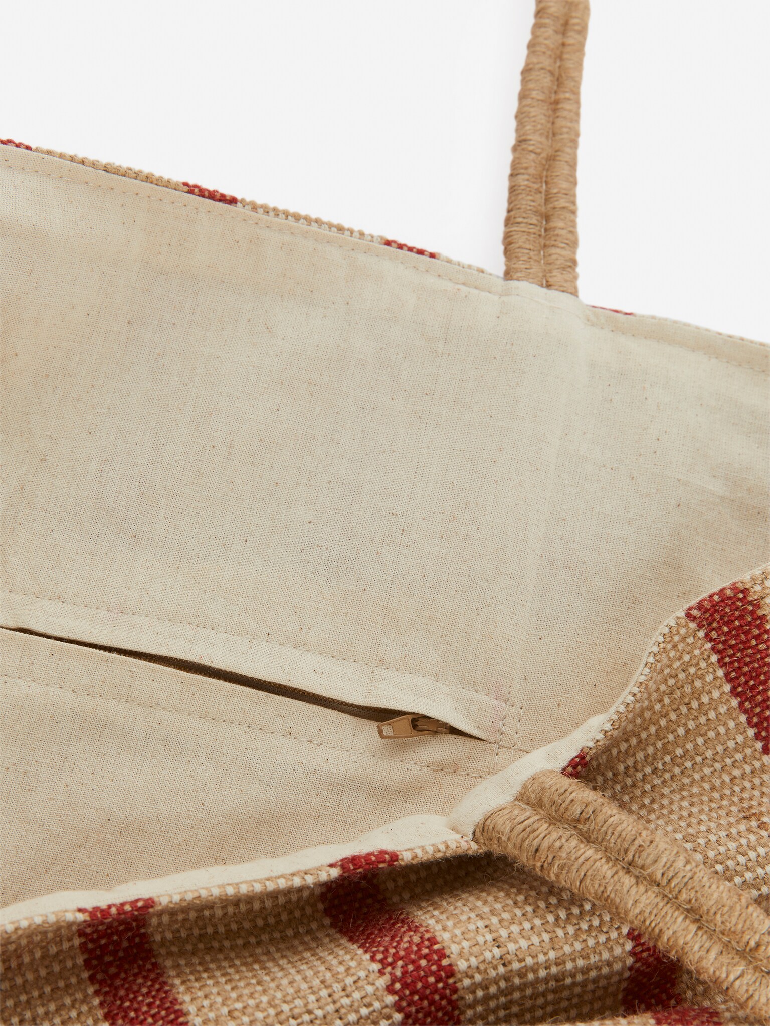 Väska i jute - Röd/beige - 3