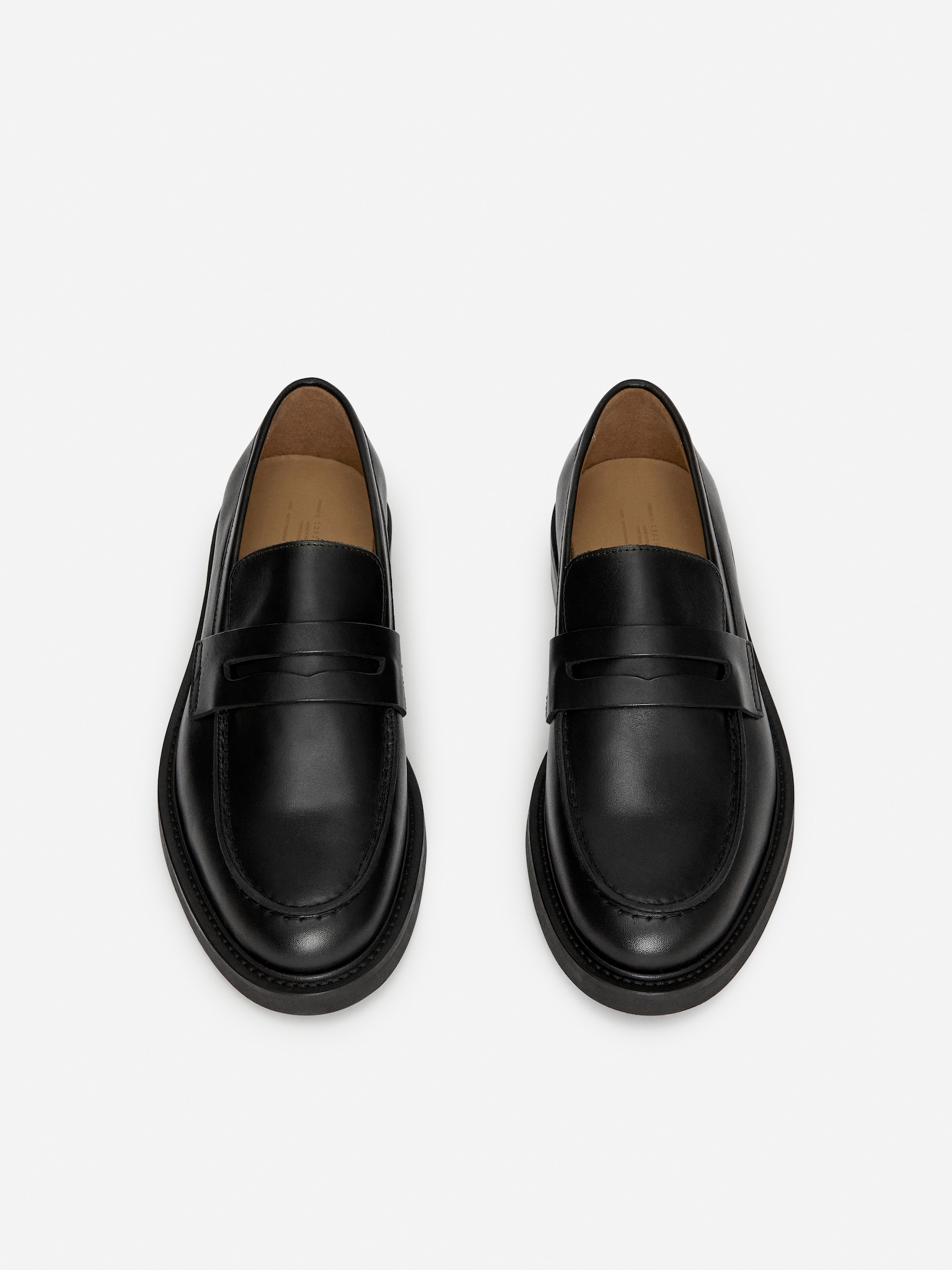 Leather Penny Loafers - Black - 3