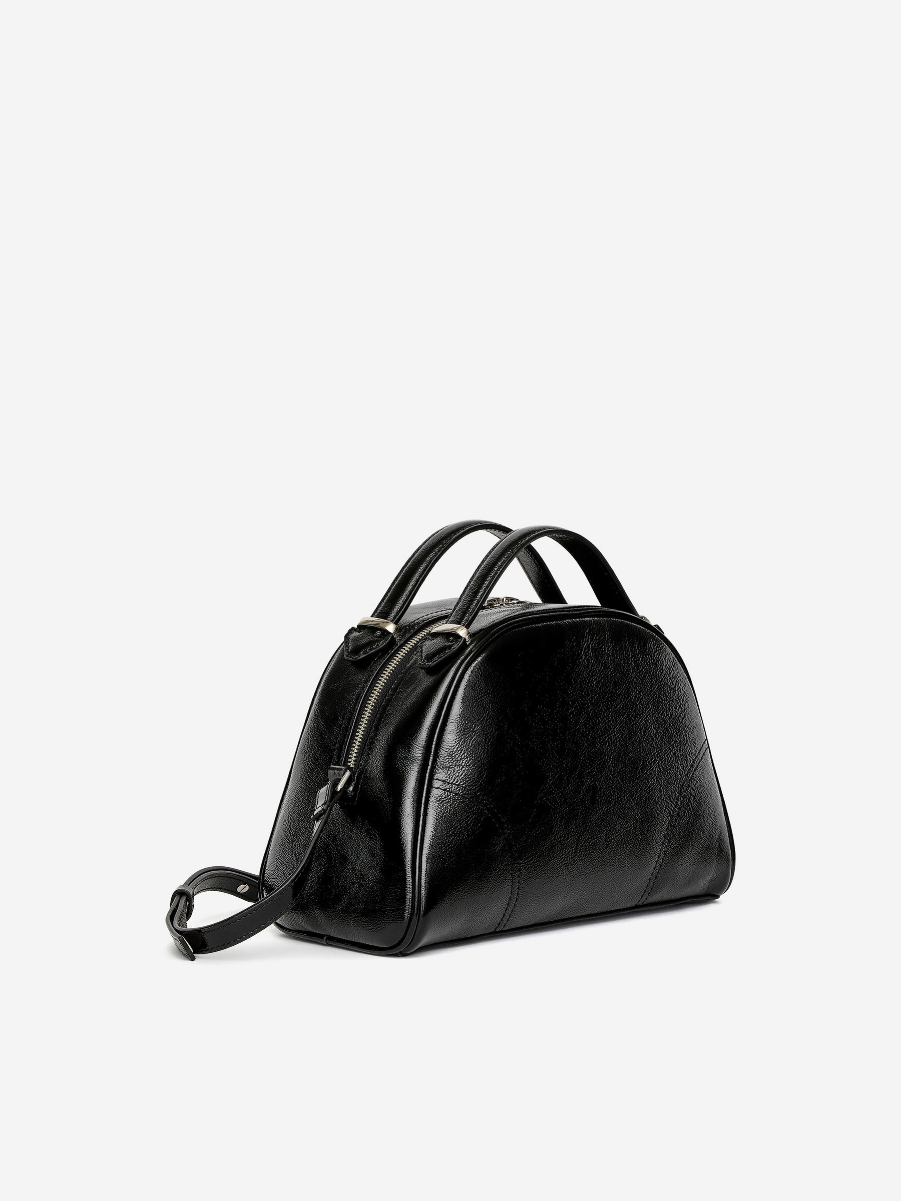Sac à bandoulière en cuir laqué - Noir - Femme - StillMedia/DescriptiveStillLife - 3