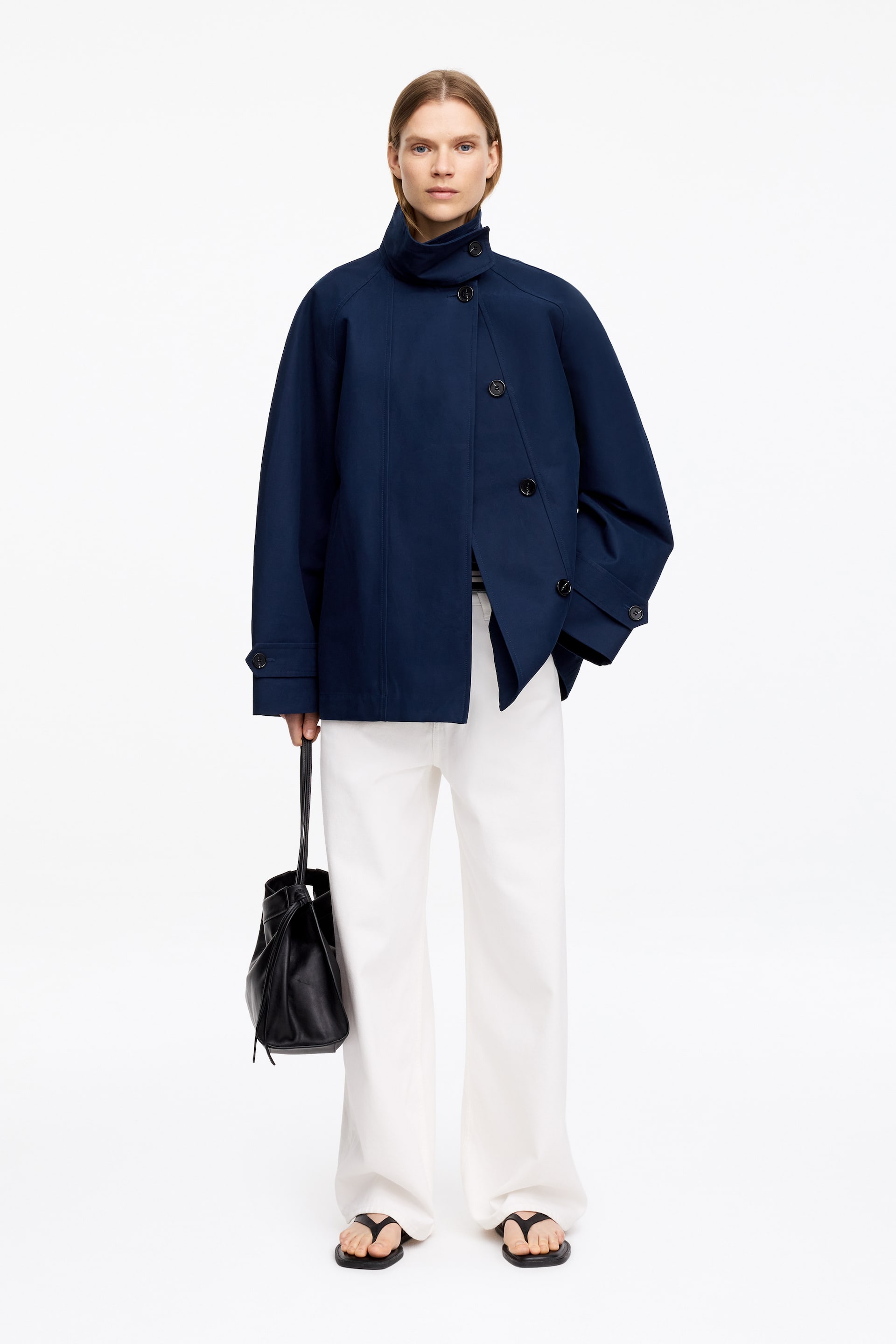 Ver imagem maior: Casaco de algodão com gola em funil - Azul escuro - SENHORA | H&M PT 1