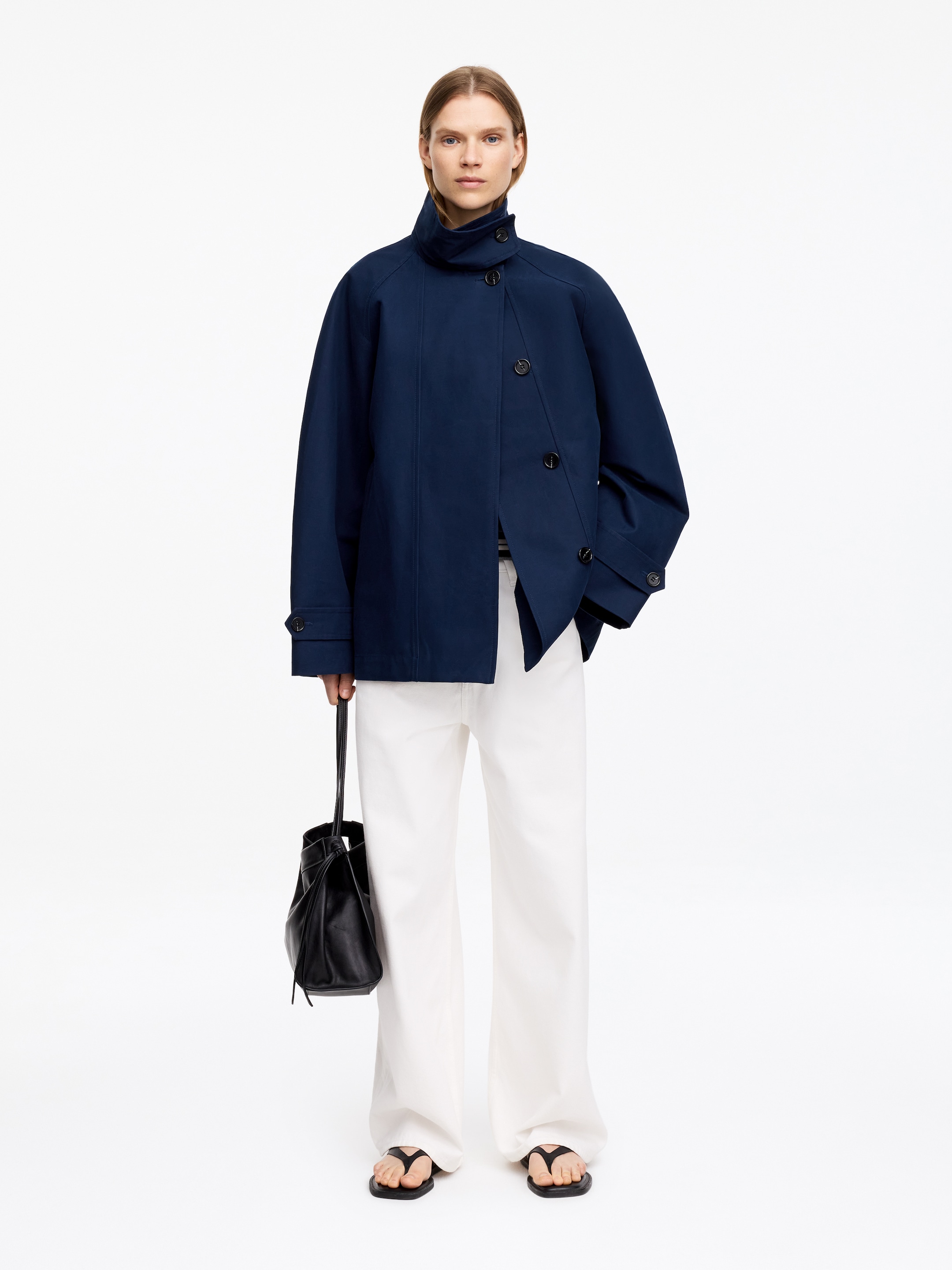 Funnel-Collar Cotton Jacket-#15223f-18847