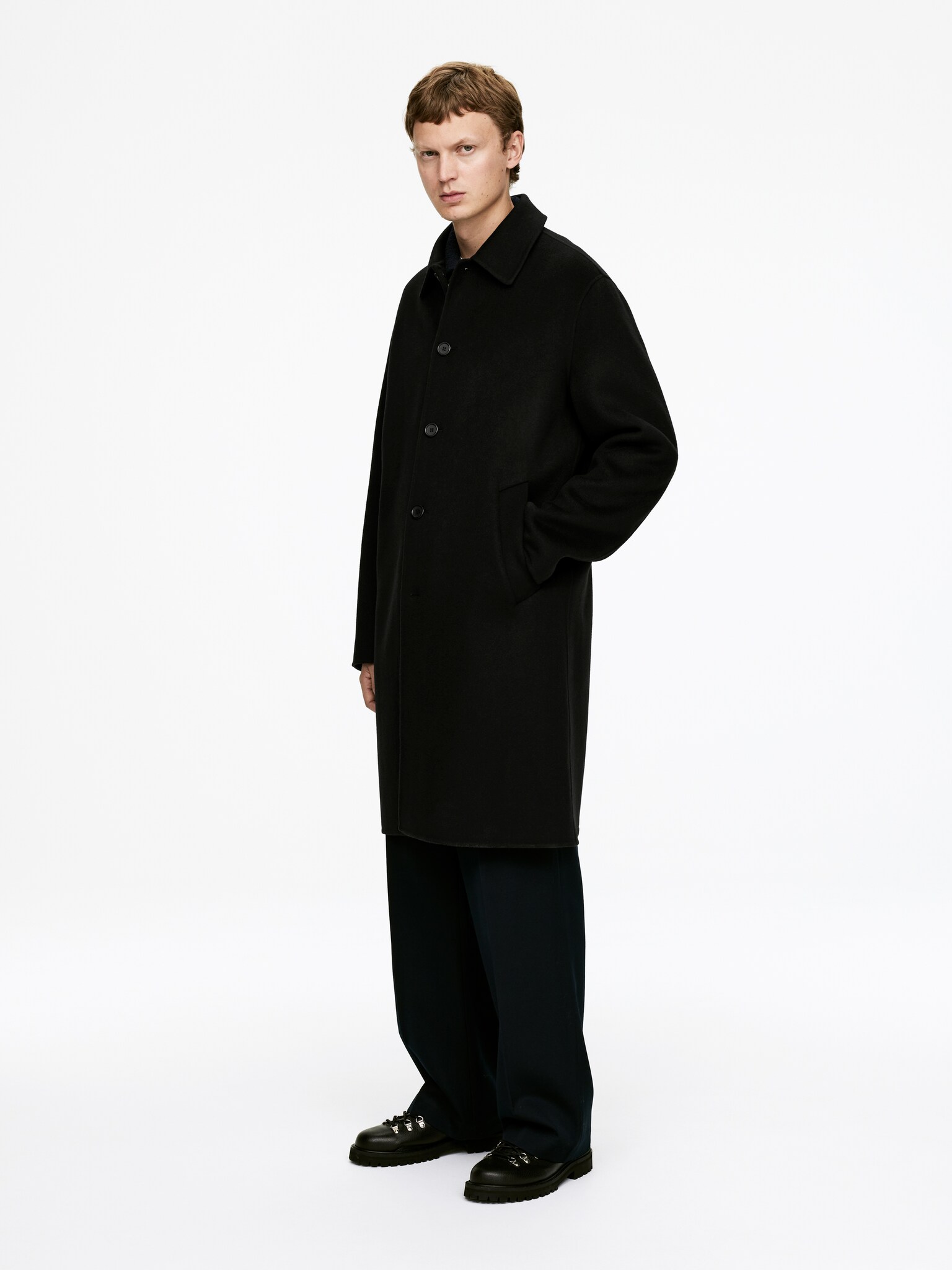 Manteau en laine double face - Noir - 6