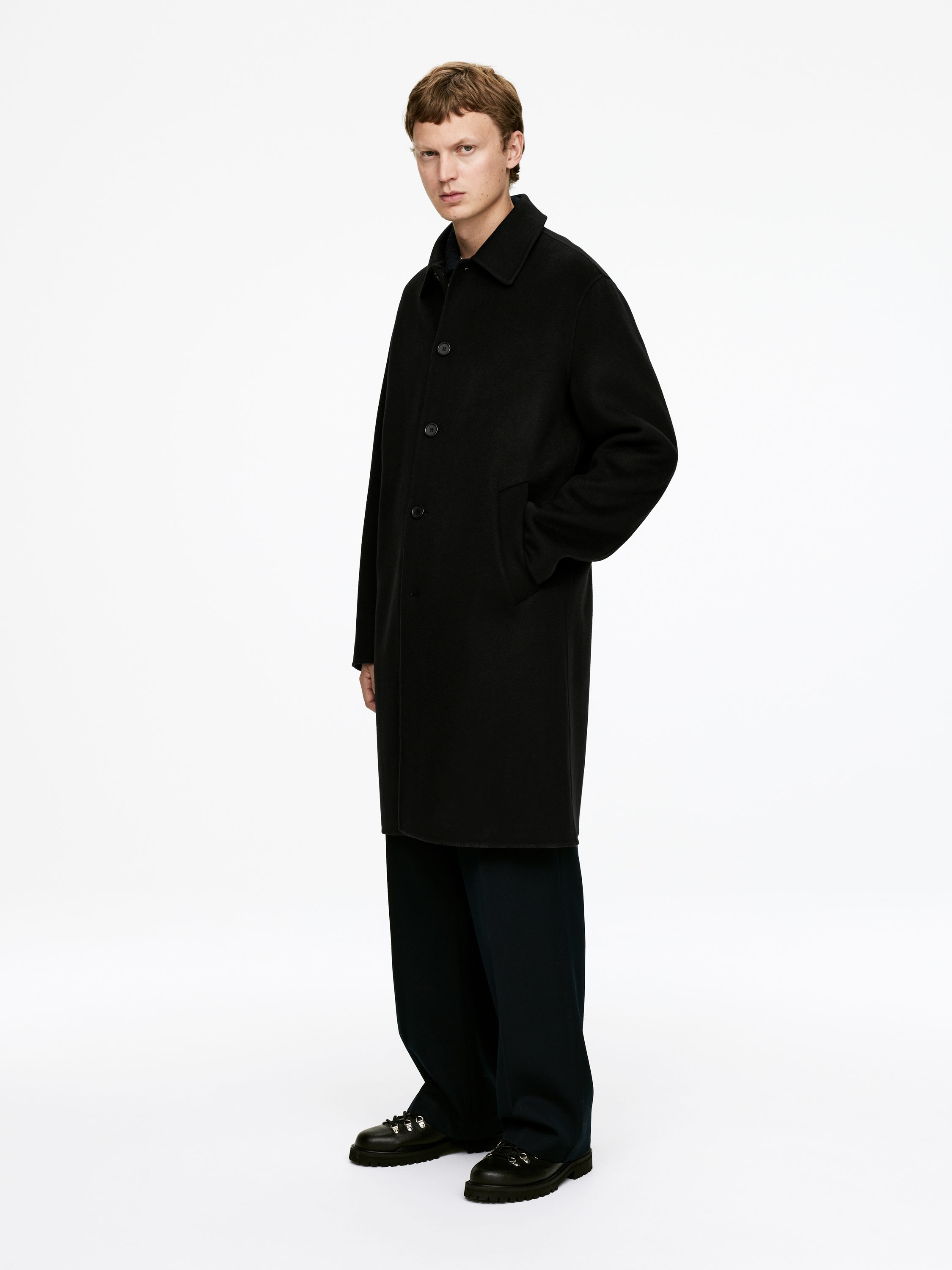 Double-Face Wool Coat - Black - Relaxed fit - Men - StillMedia/Lookbook - 3