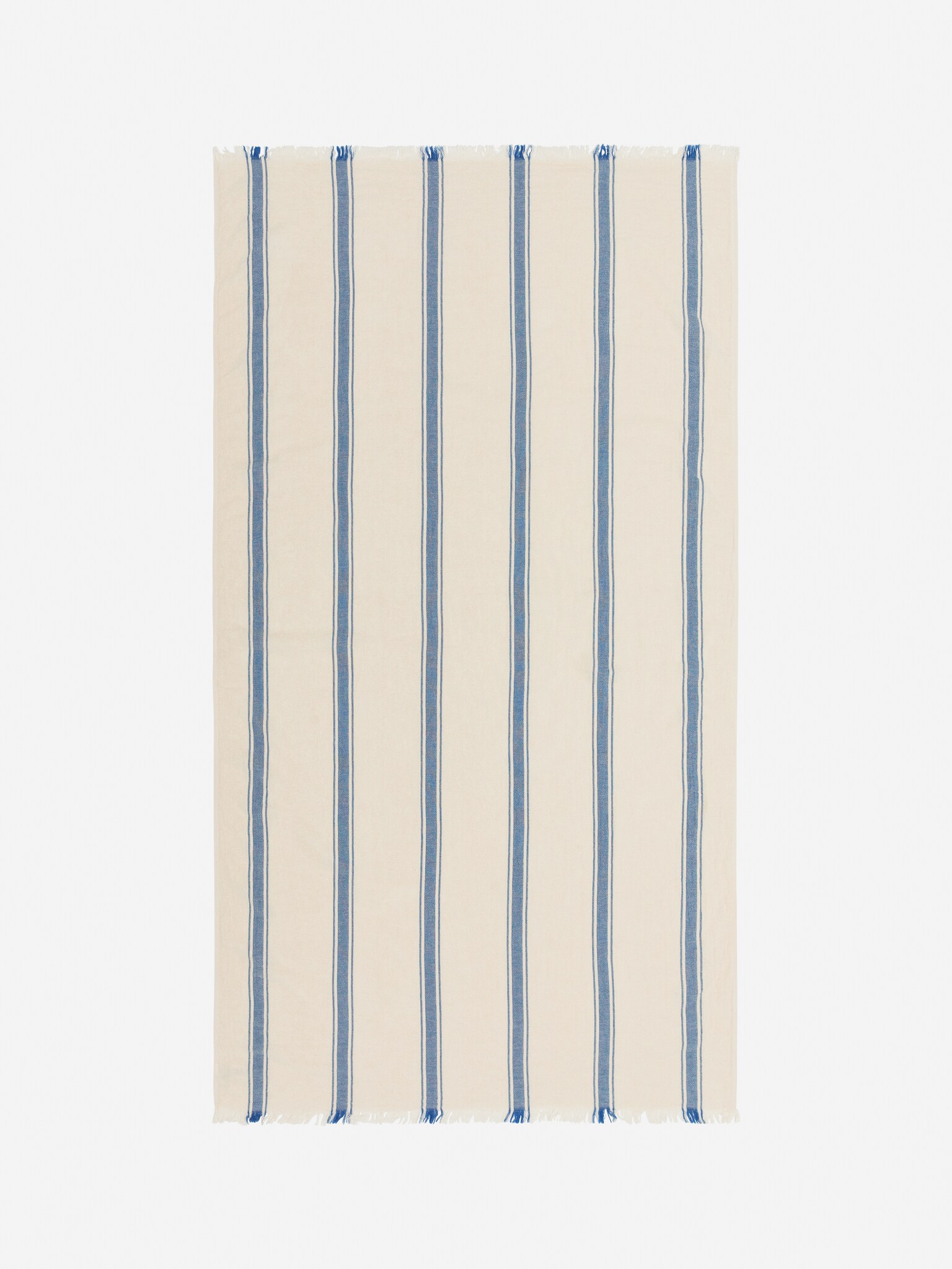 Woven Cotton Towel - Off White/Blue/Off White/Brown - 4
