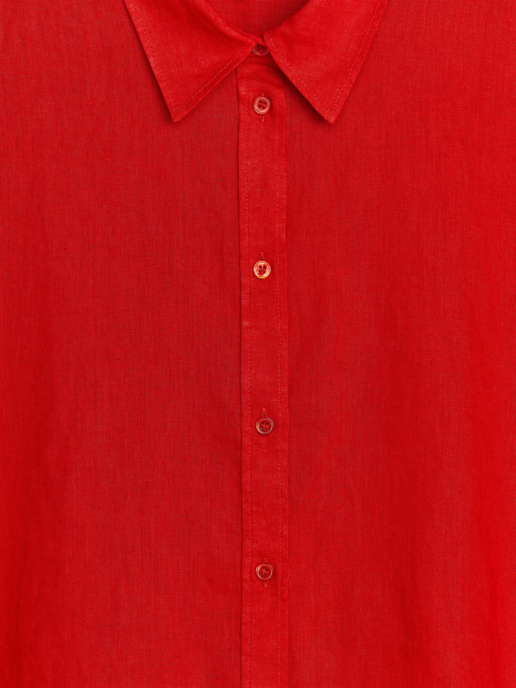 Loose Linen Shirt - Red - Oversized - Women - StillMedia/DescriptiveDetail - 1