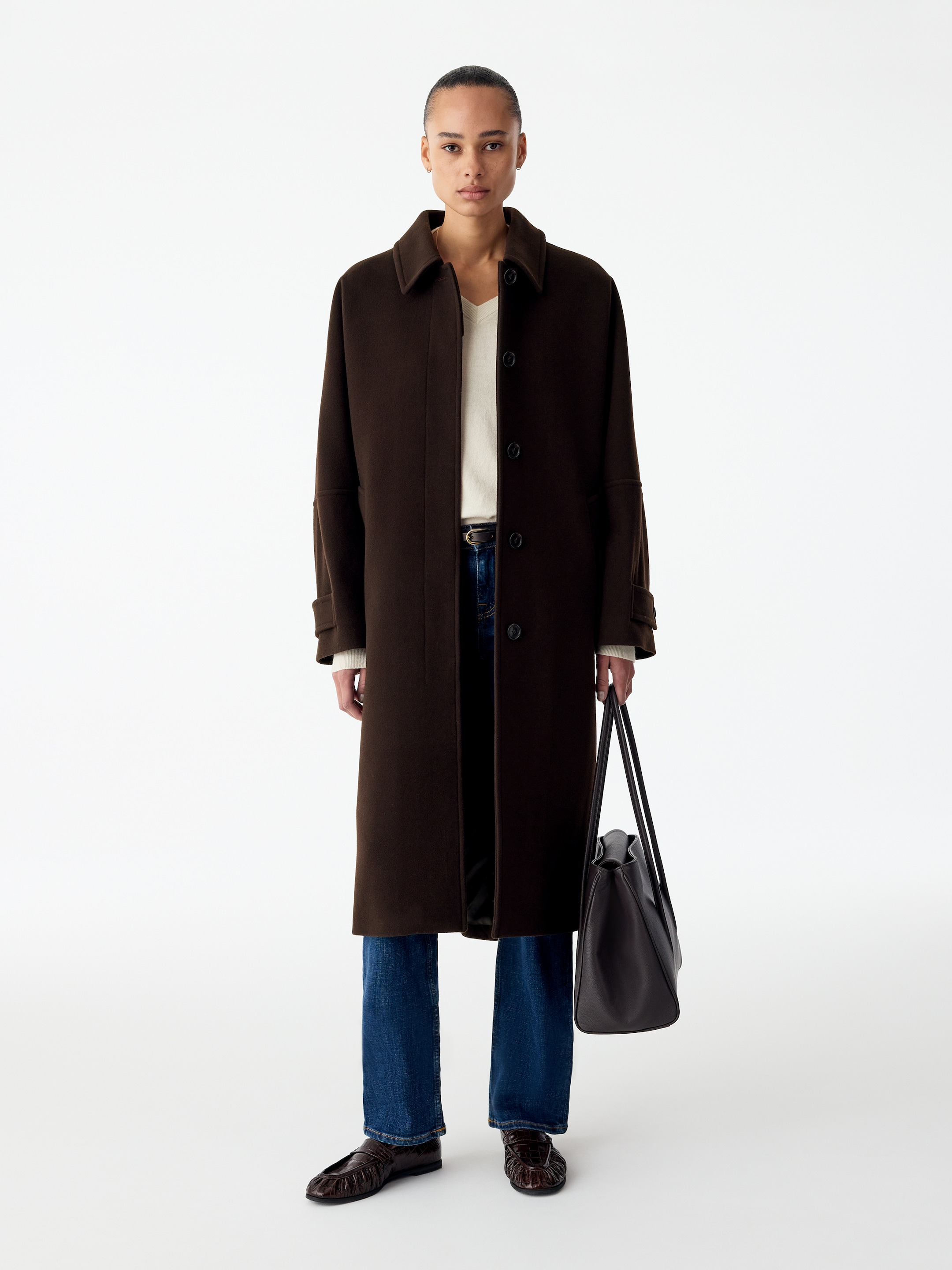 Wool-Blend Relaxed Coat-Brown-21467