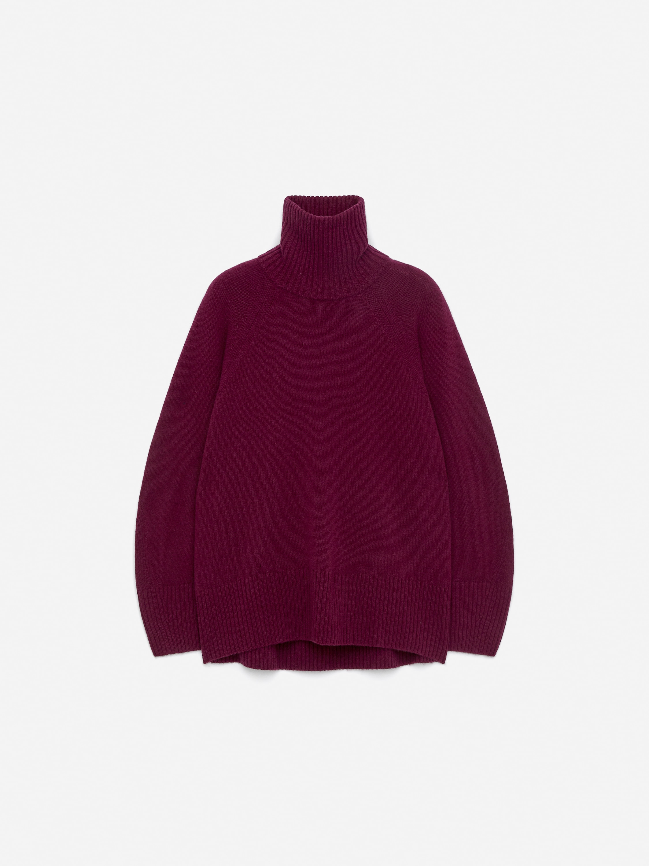 Maglione a collo alto in puro cashmere - Rosso scuro/Grigio scuro