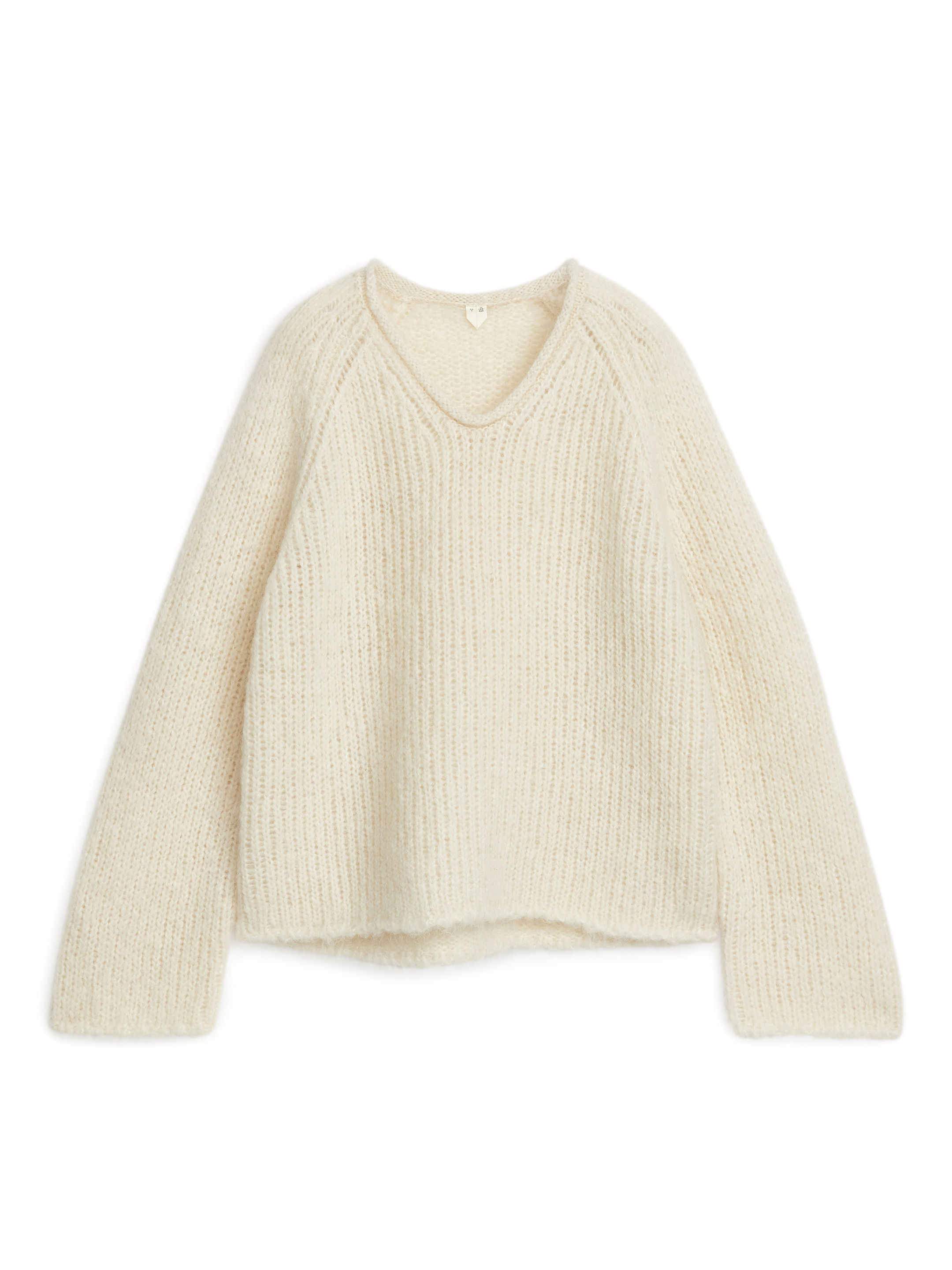 Visa större bild: Löst stickad tröja - Off-white - DAM | H&M SE 1