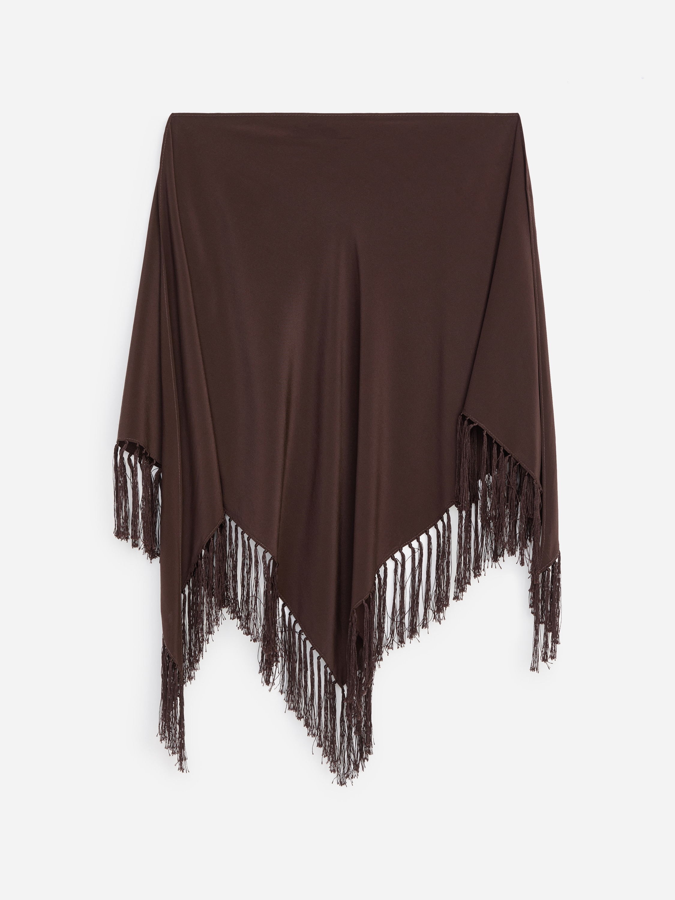 Écharpe à franges en soie - Marron