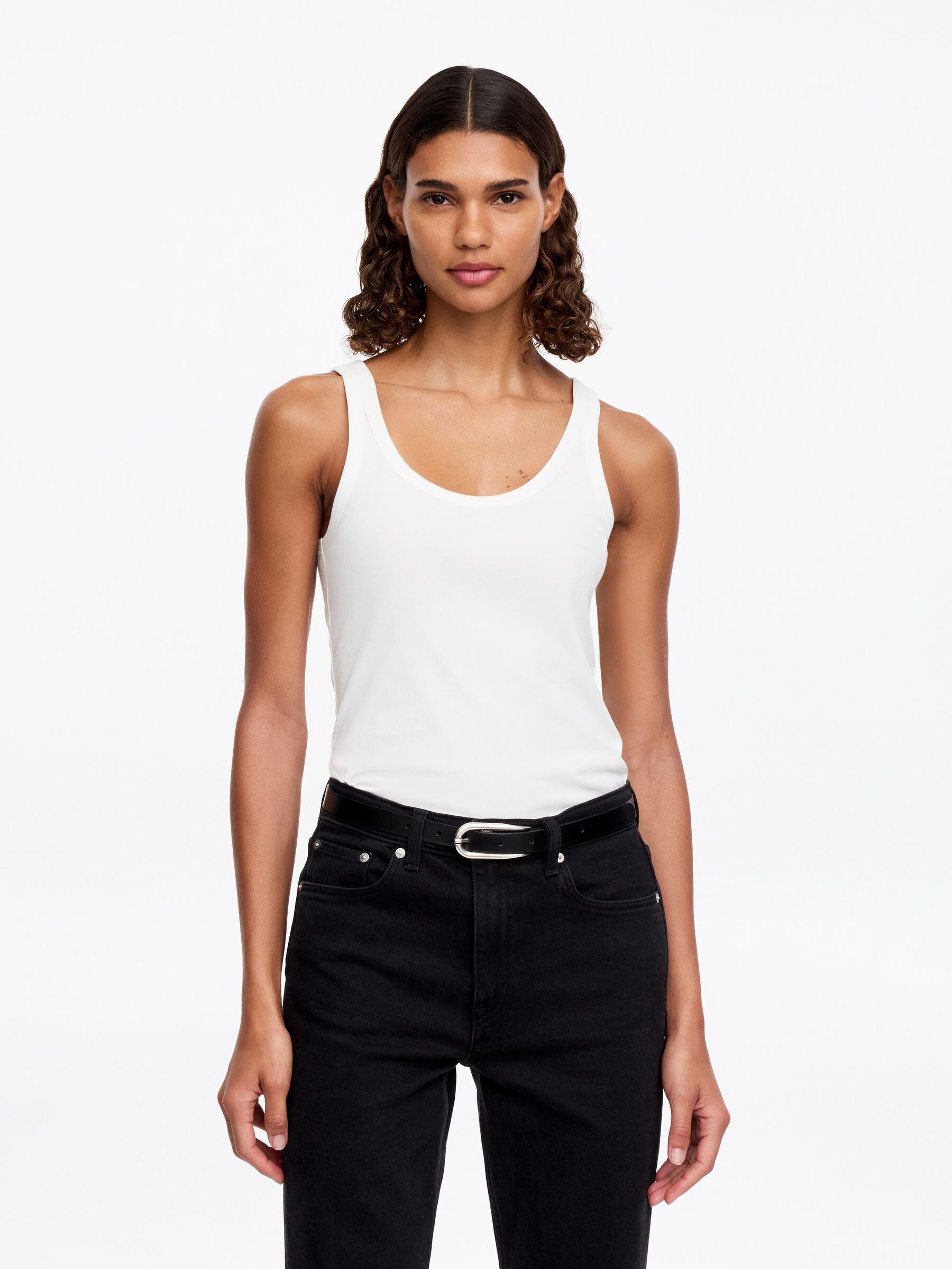 Scoop-Neck Tank Top-#FFFFFF-18971