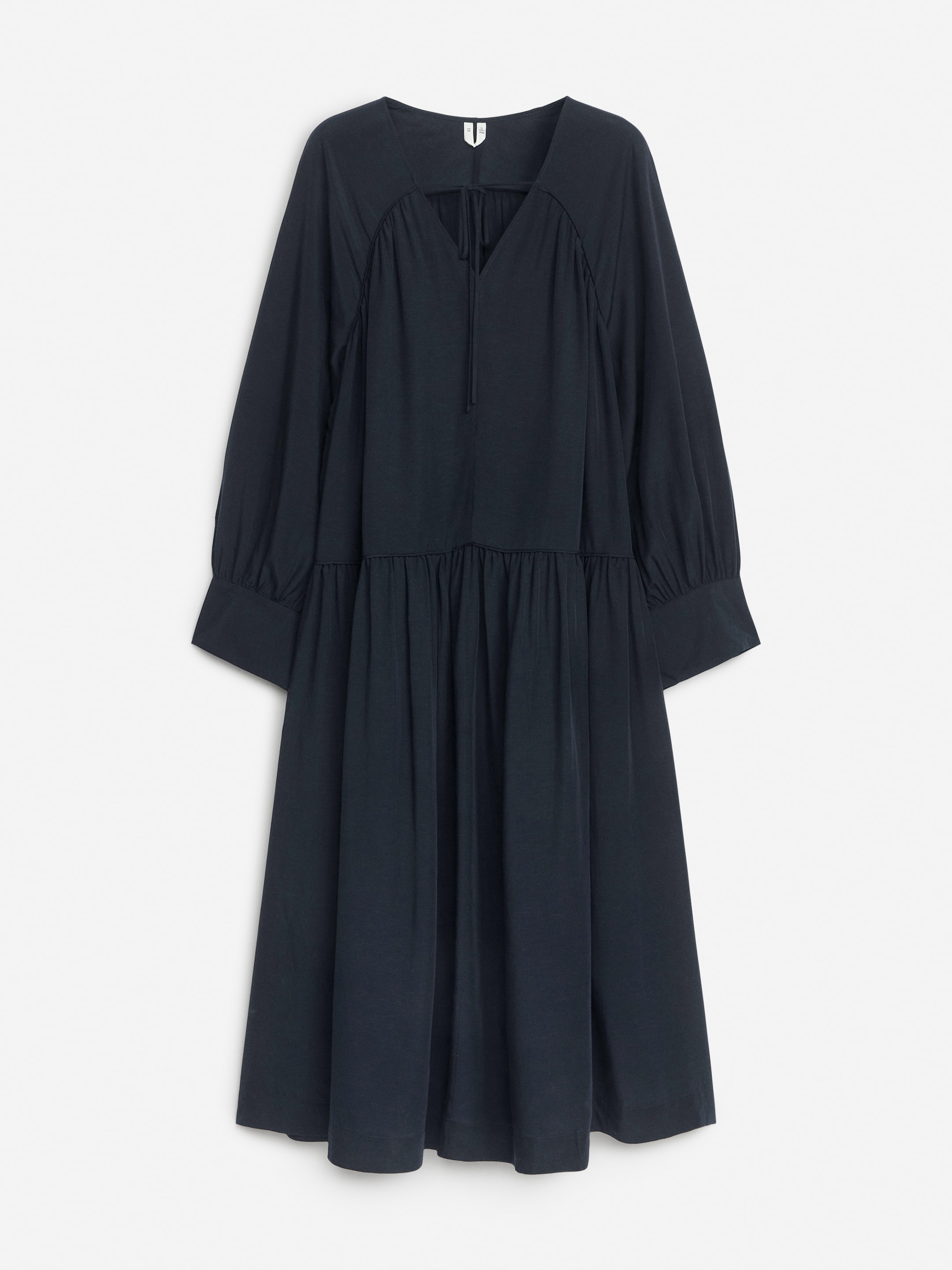 View larger image: Lyocell-Linen Maxi Dress - Dark Blue - Ladies | H&M GB 1
