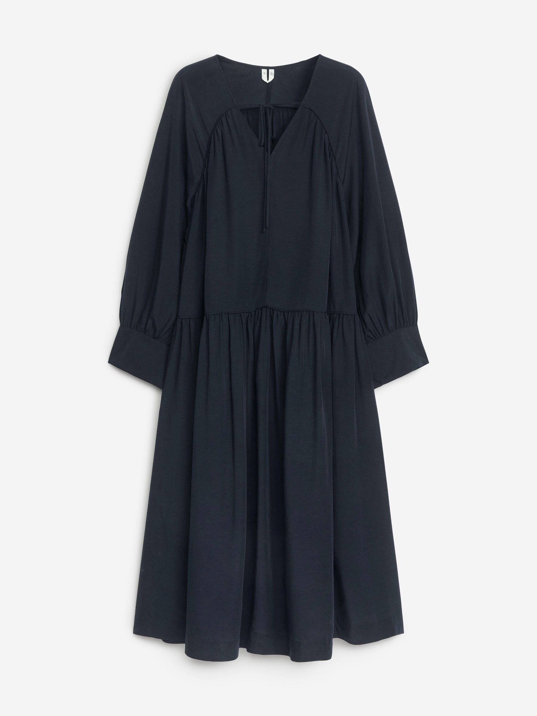 Robe longue en lyocell et lin-Bleu-13822