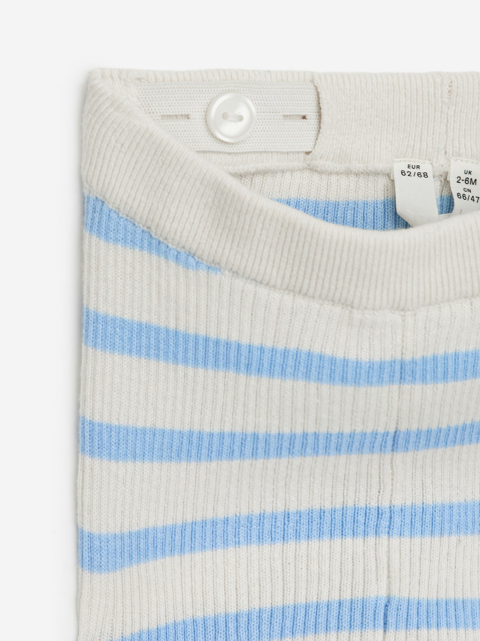 Newborn Rib-Knitted Leggings - Blue/Off White/Green - 3