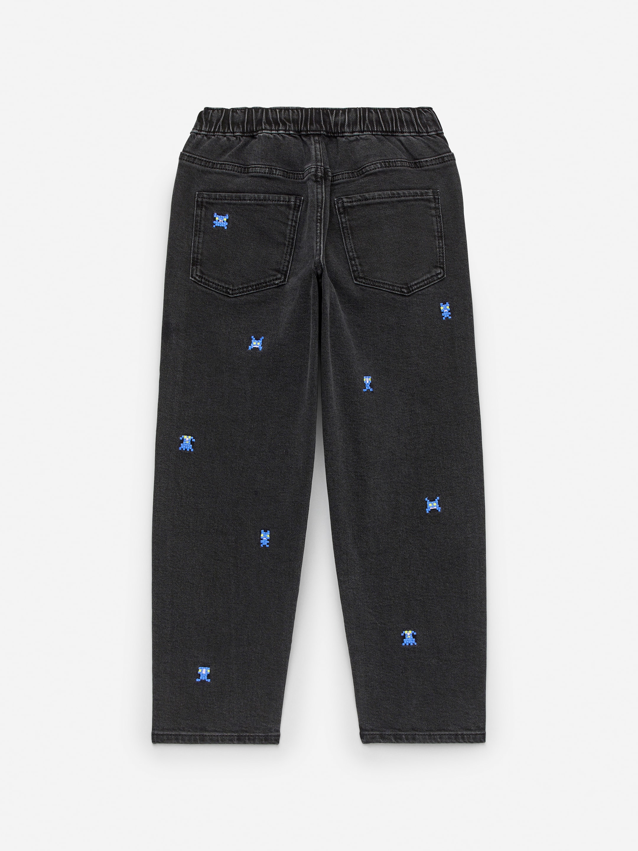 Visa större bild: Broderade byxor i denim - Off-black - BARN | H&M SE 2