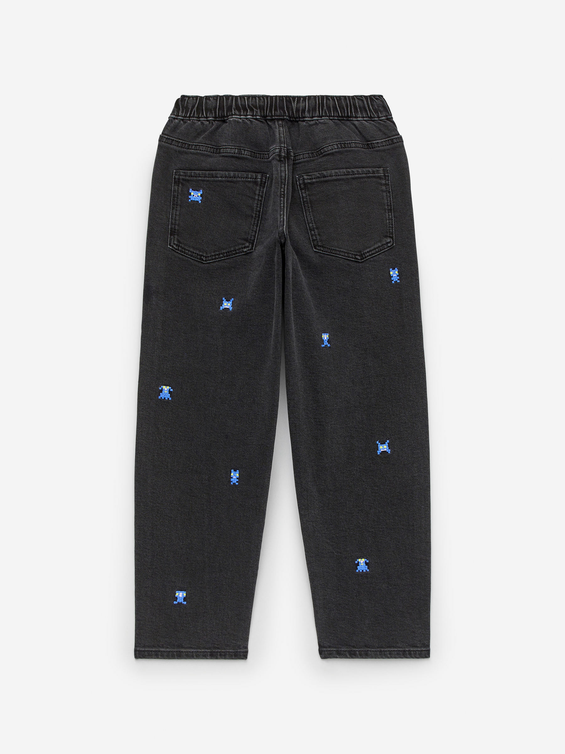 Embroidered Denim Trousers - Off Black - Relaxed fit - Children - StillMedia/DescriptiveStillLife - 3