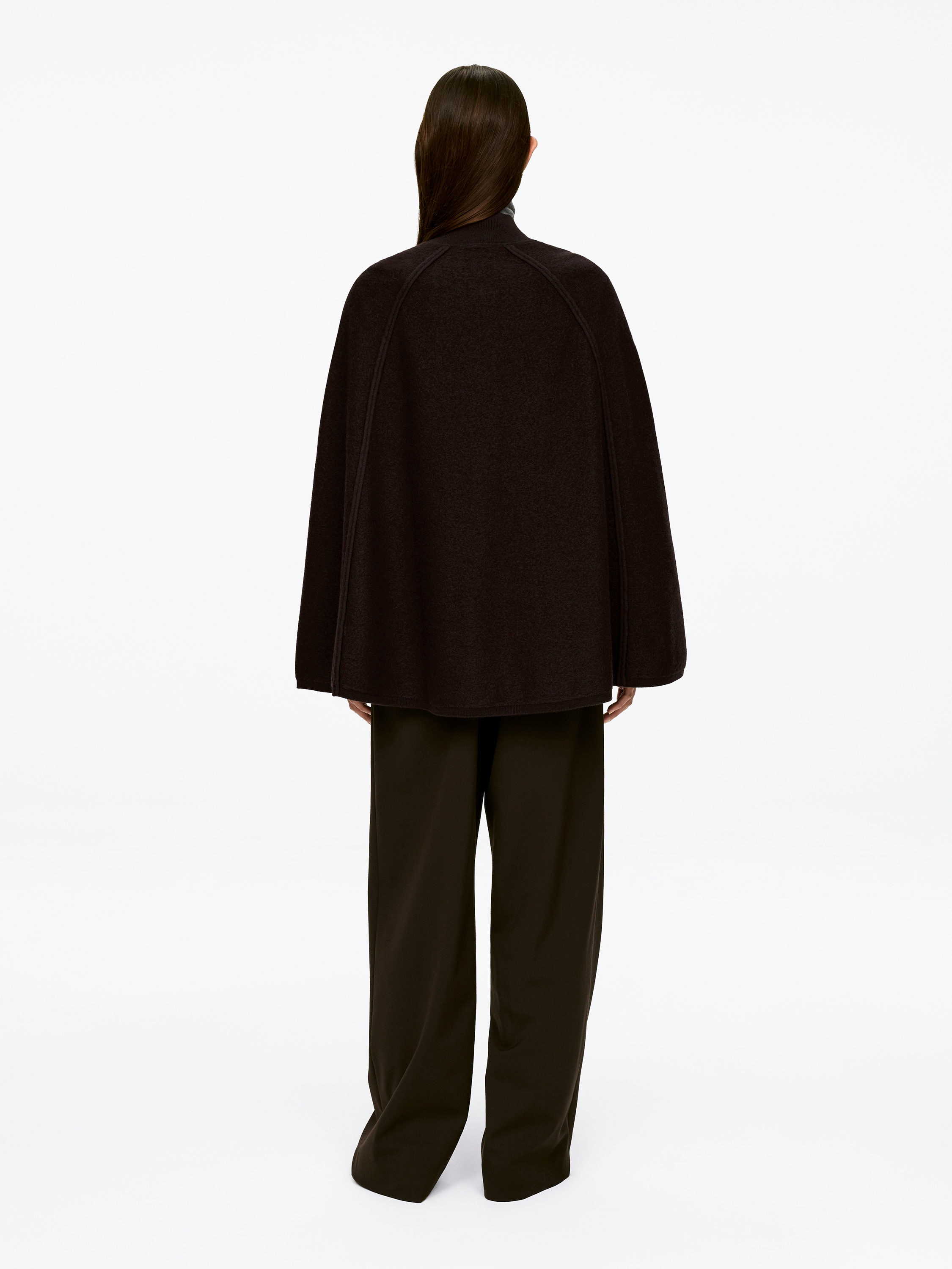 Boiled Wool Cape - Dark Brown - Loose fit - Women - StillMedia/Lookbook - 6