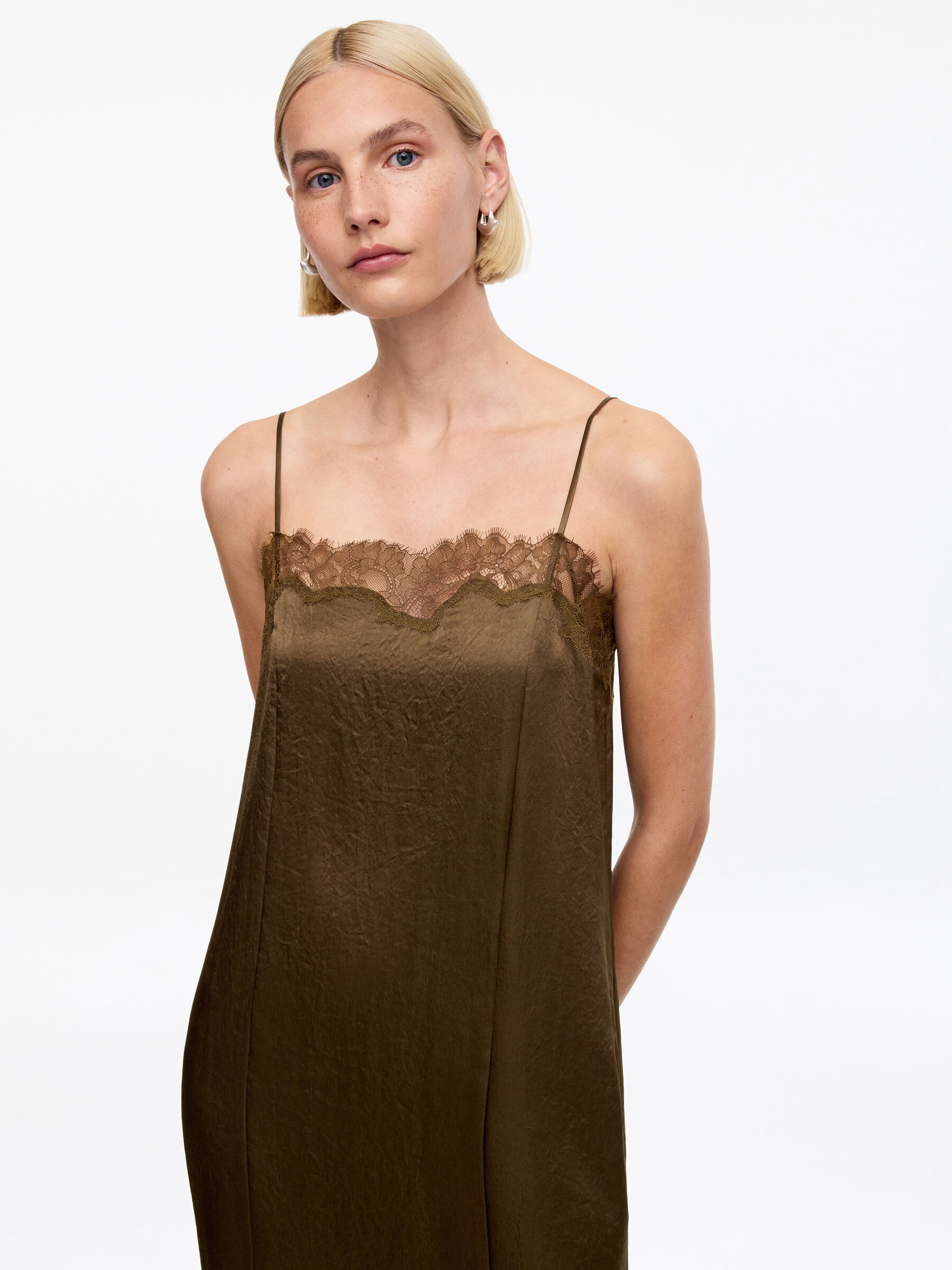 Lace-Trimmed Slip Dress - Brown - Regular fit - Women - StillMedia/Lookbook - 3