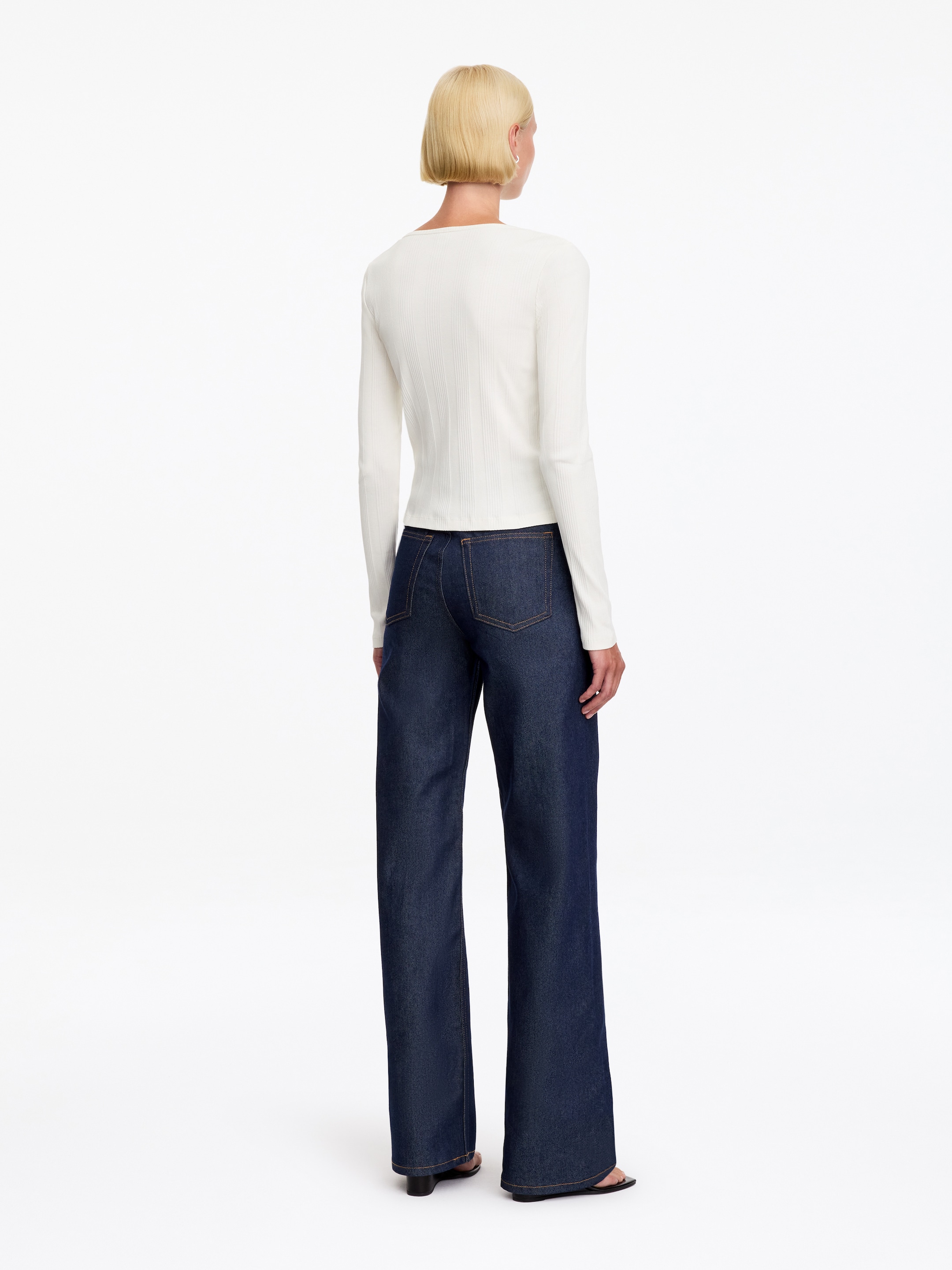 Ribbed Button-Front Top - Off-white - Regular fit - women - StillMedia/Lookbook - 5