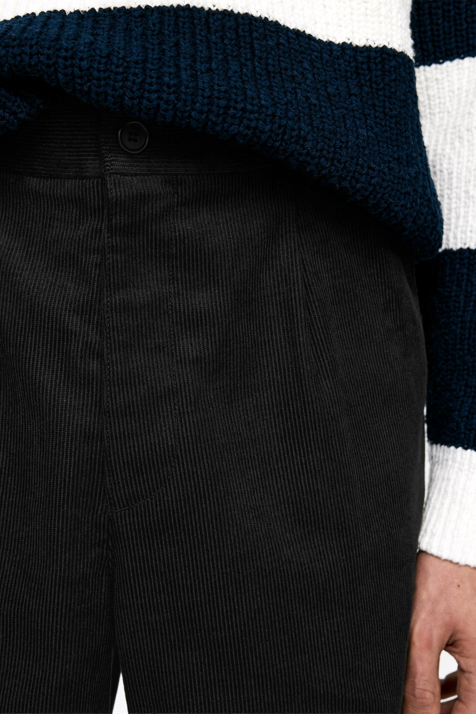 Uvolněné manšestrové kalhoty - Černá/Zelená - 3