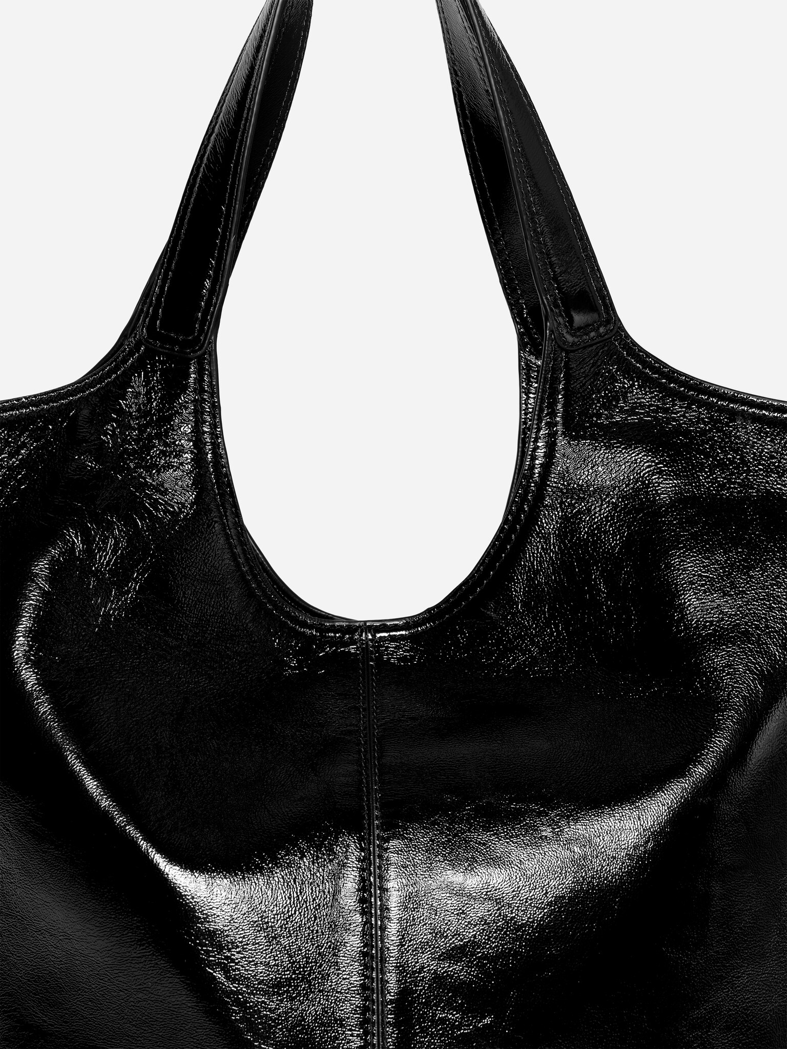 Patent Leather Tote Bag - Black - 5
