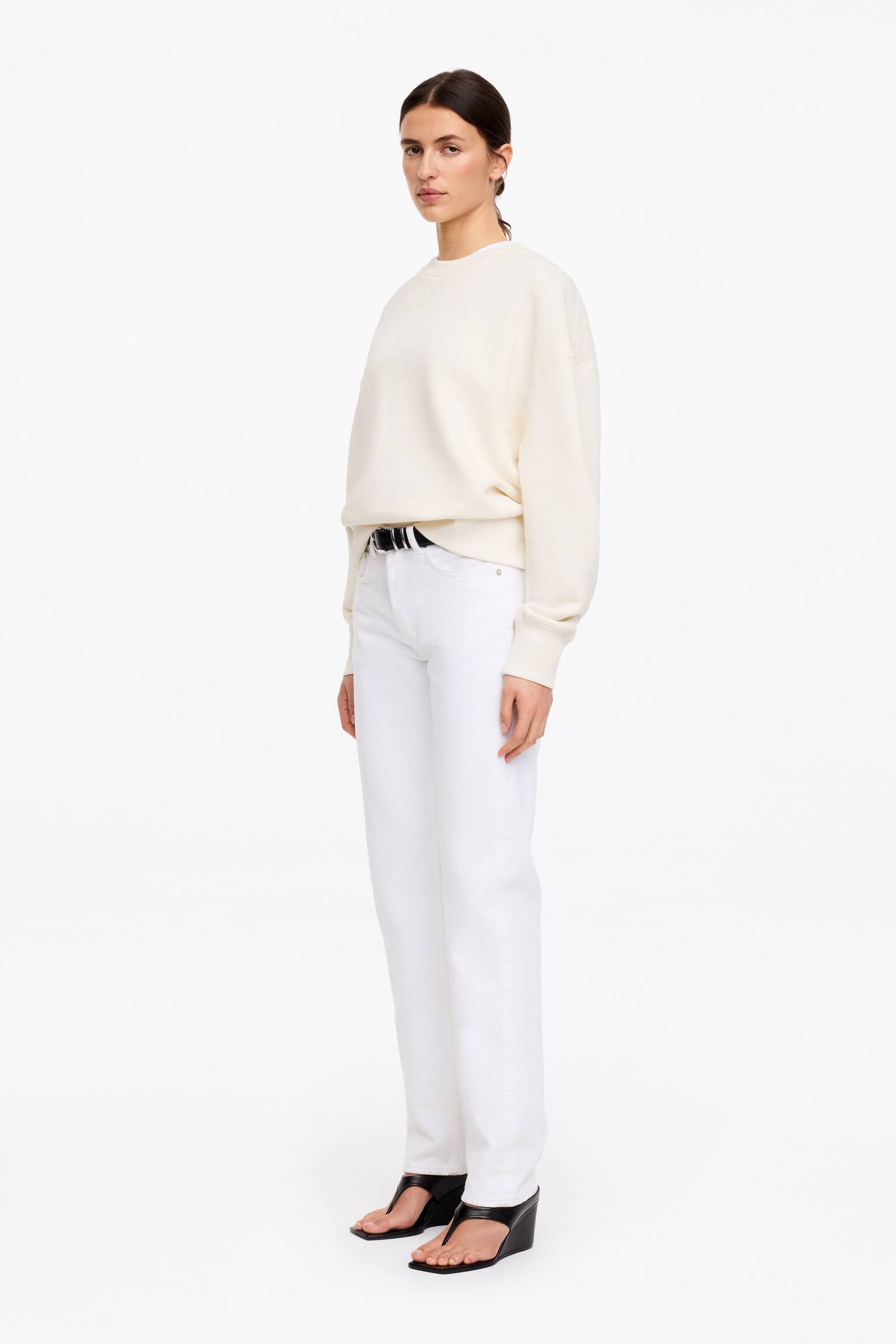 Felpa in spugna dalla vestibilità rilassata - Bianco sporco/Blu - 8