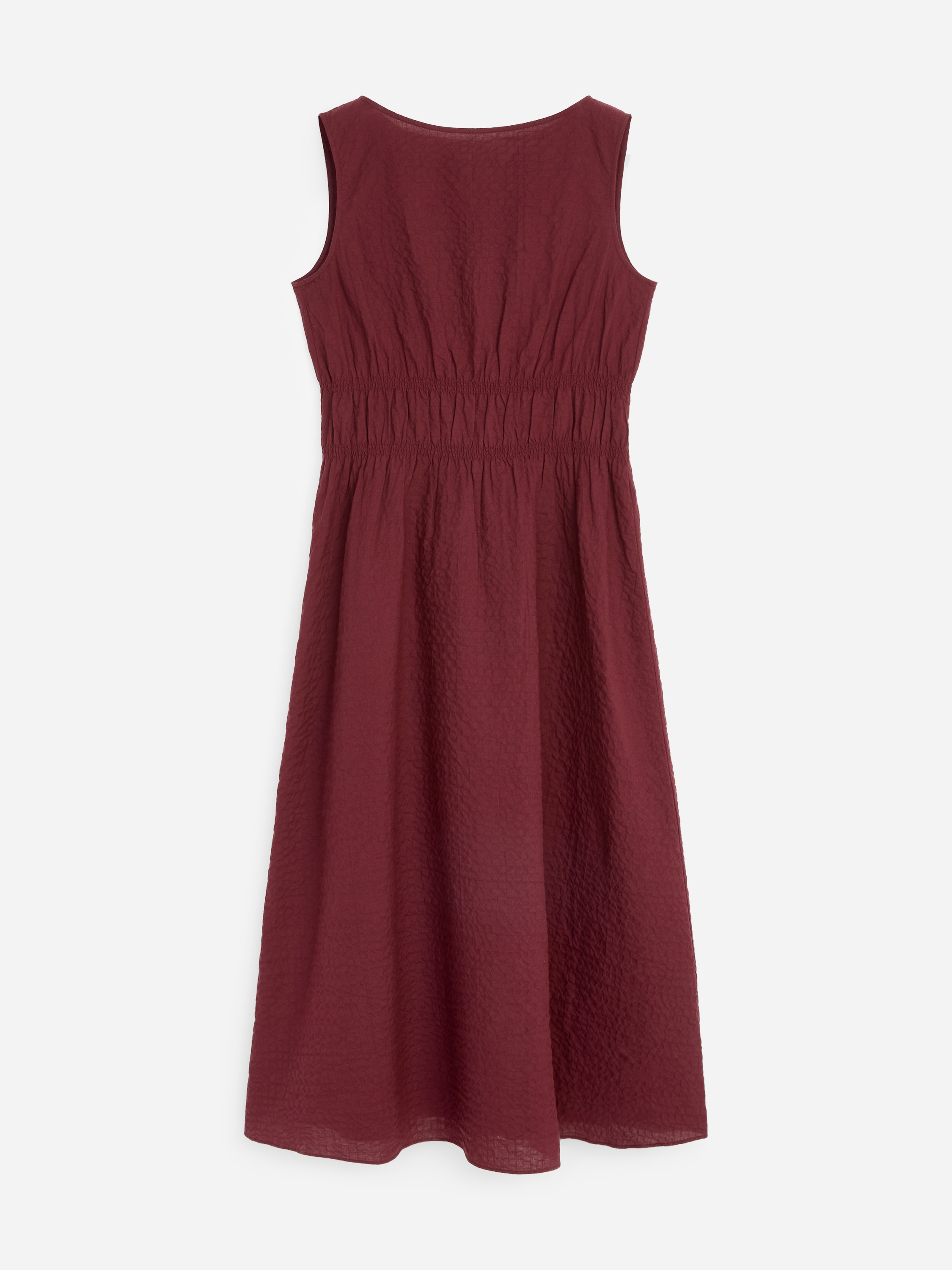 Seersucker-kjole-Burgunder