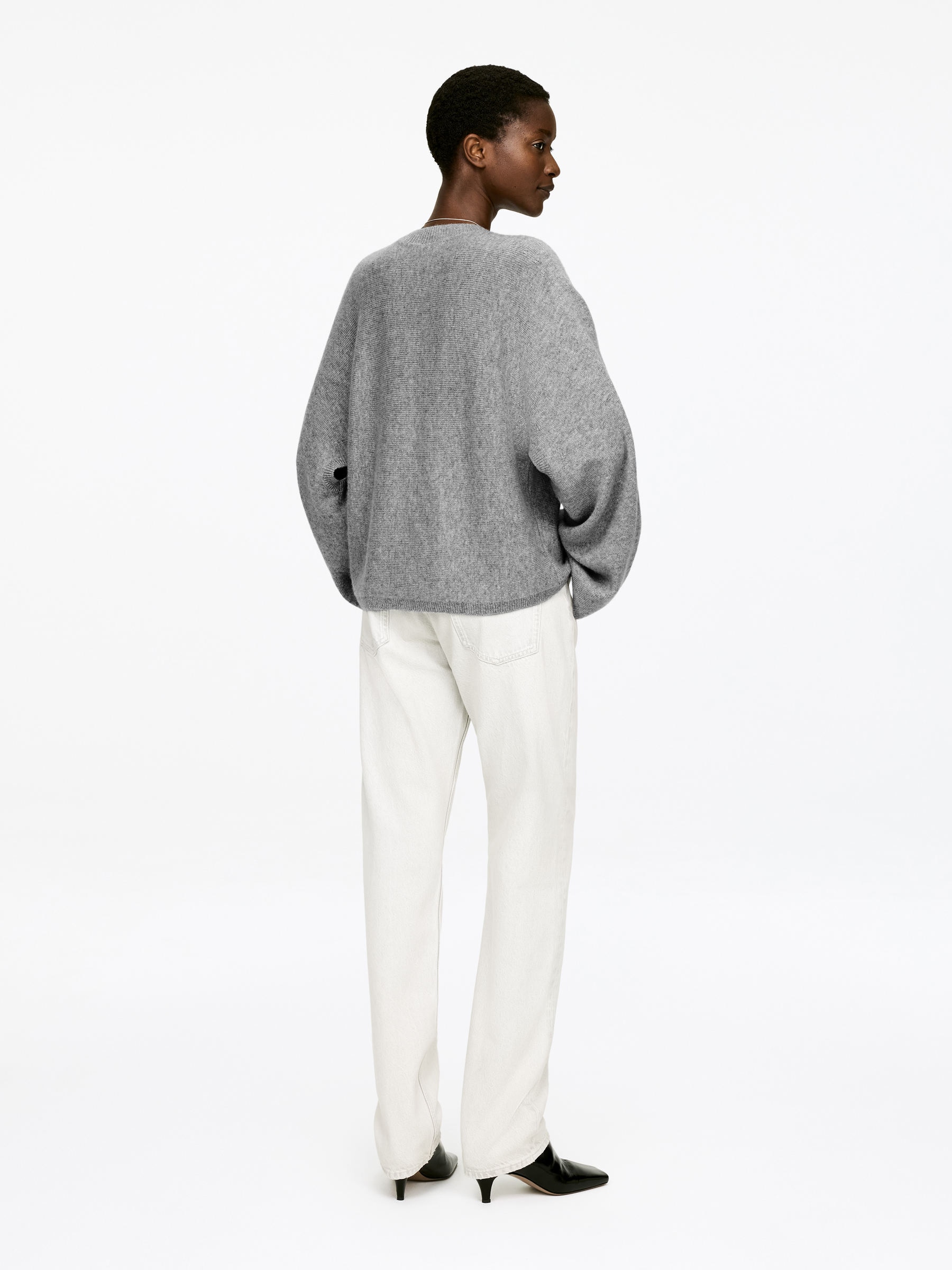 Jersey de cachemir puro con recortes​ - Gris jaspeado - Corte relajado - Women - StillMedia/Lookbook - 8