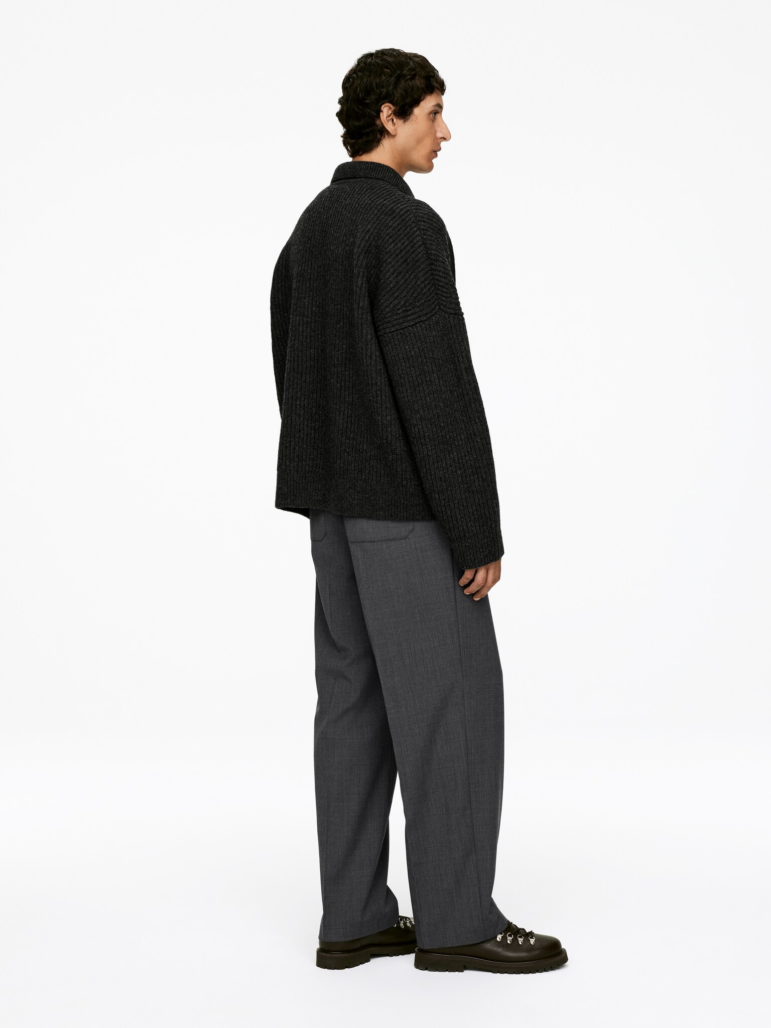 Pantalon en laine à cordon de serrage - gris - 6