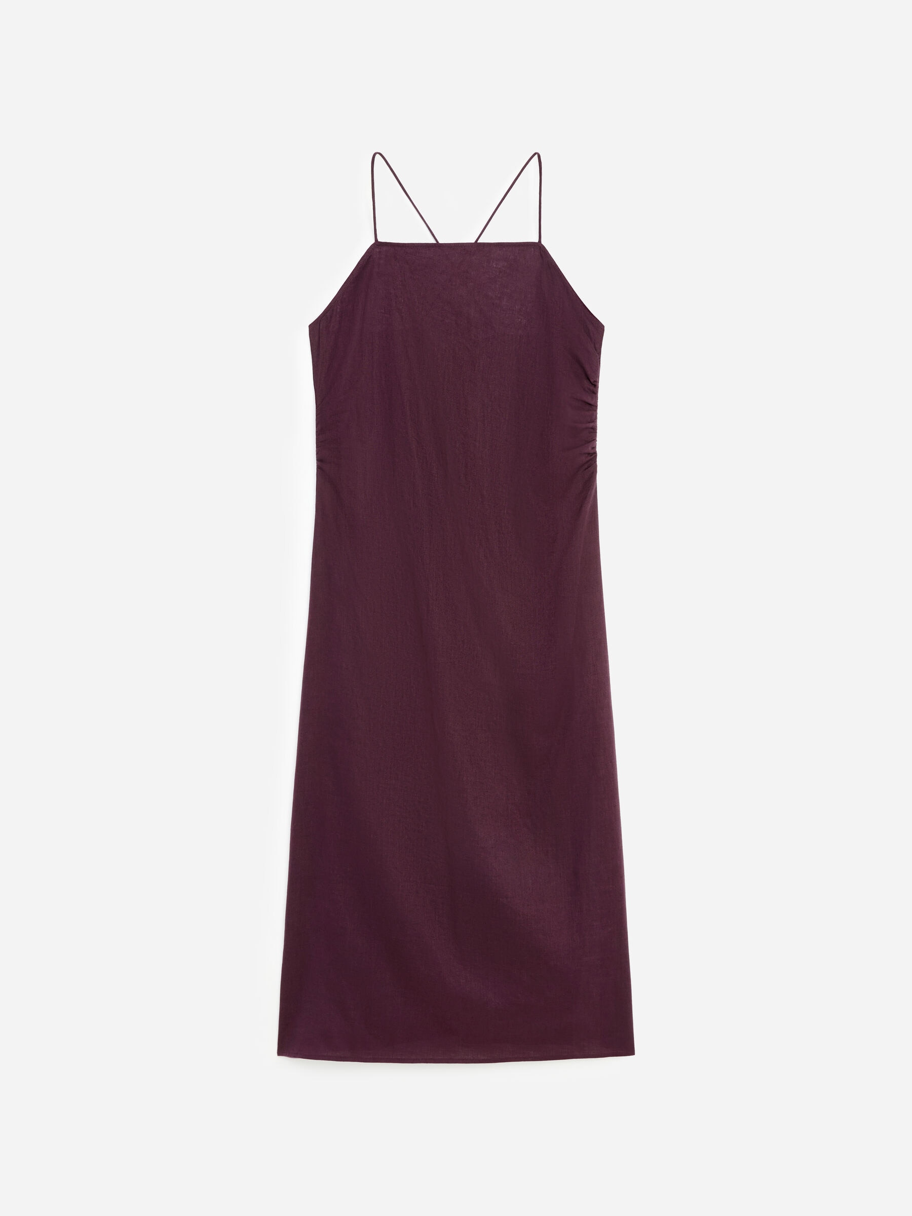 Linen Midi Dress - Dark Purple - Slim fit - Women - StillMedia/DescriptiveStillLife - 1
