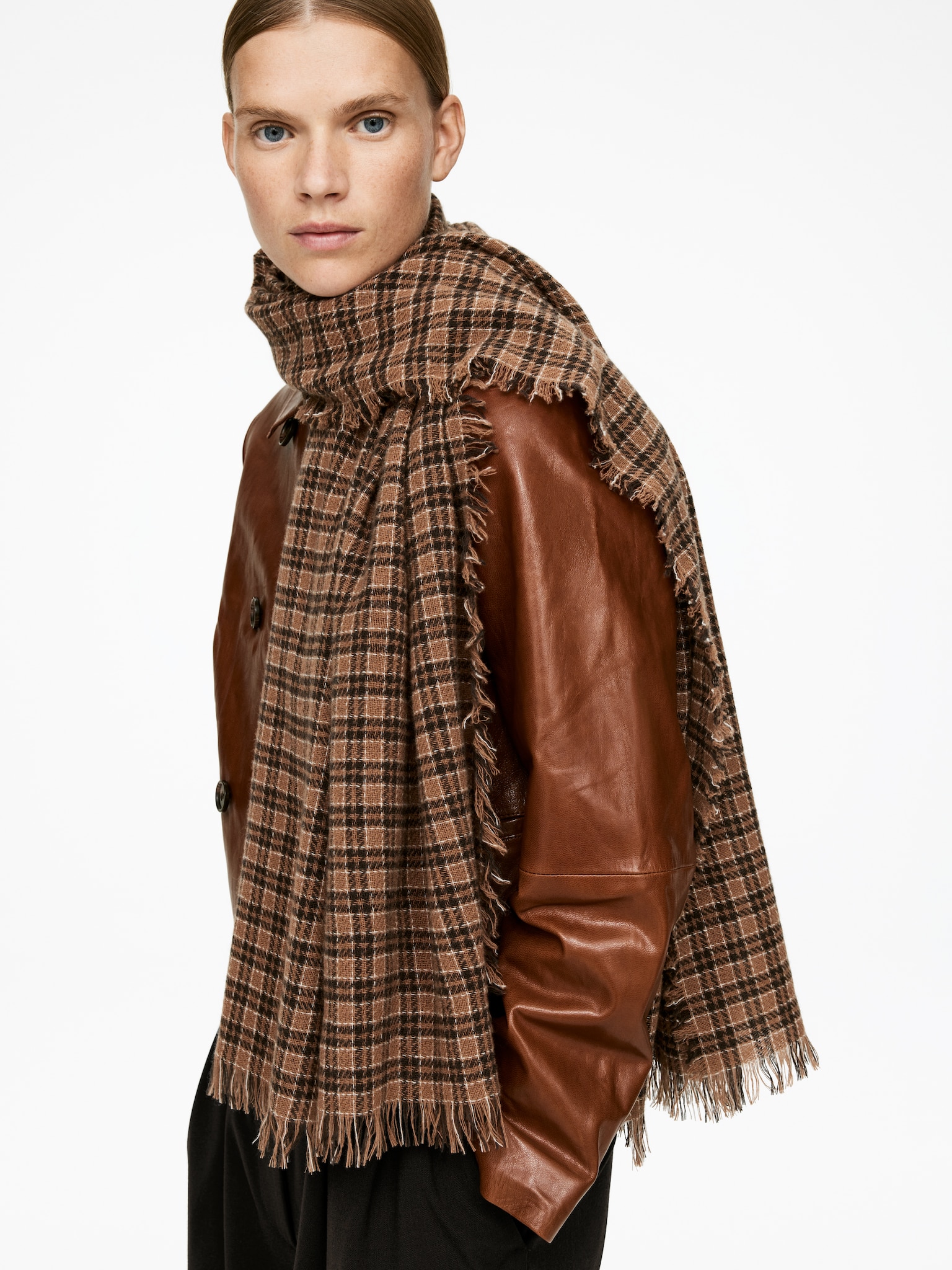 Light Wool Scarf - Beige/Többszínű/Sötétkék